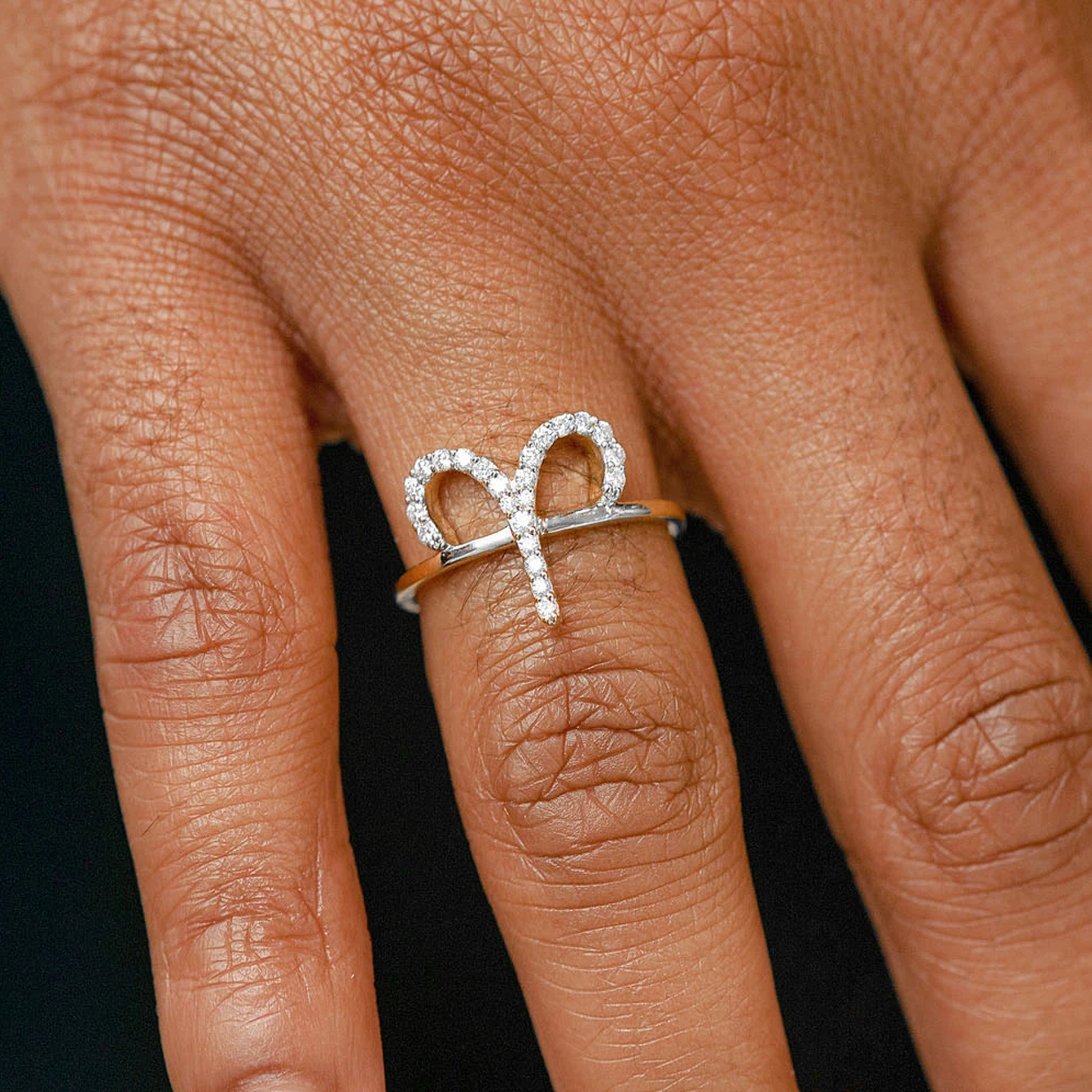 Zodiac Diamond Ring in 14K white gold, Aries design, alternate view