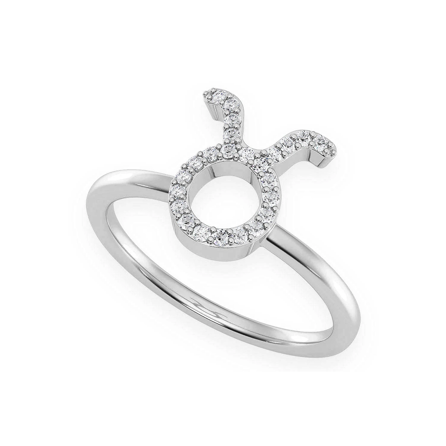 Zodiac Diamond Ring in 14K white gold, Taurus design, detail view