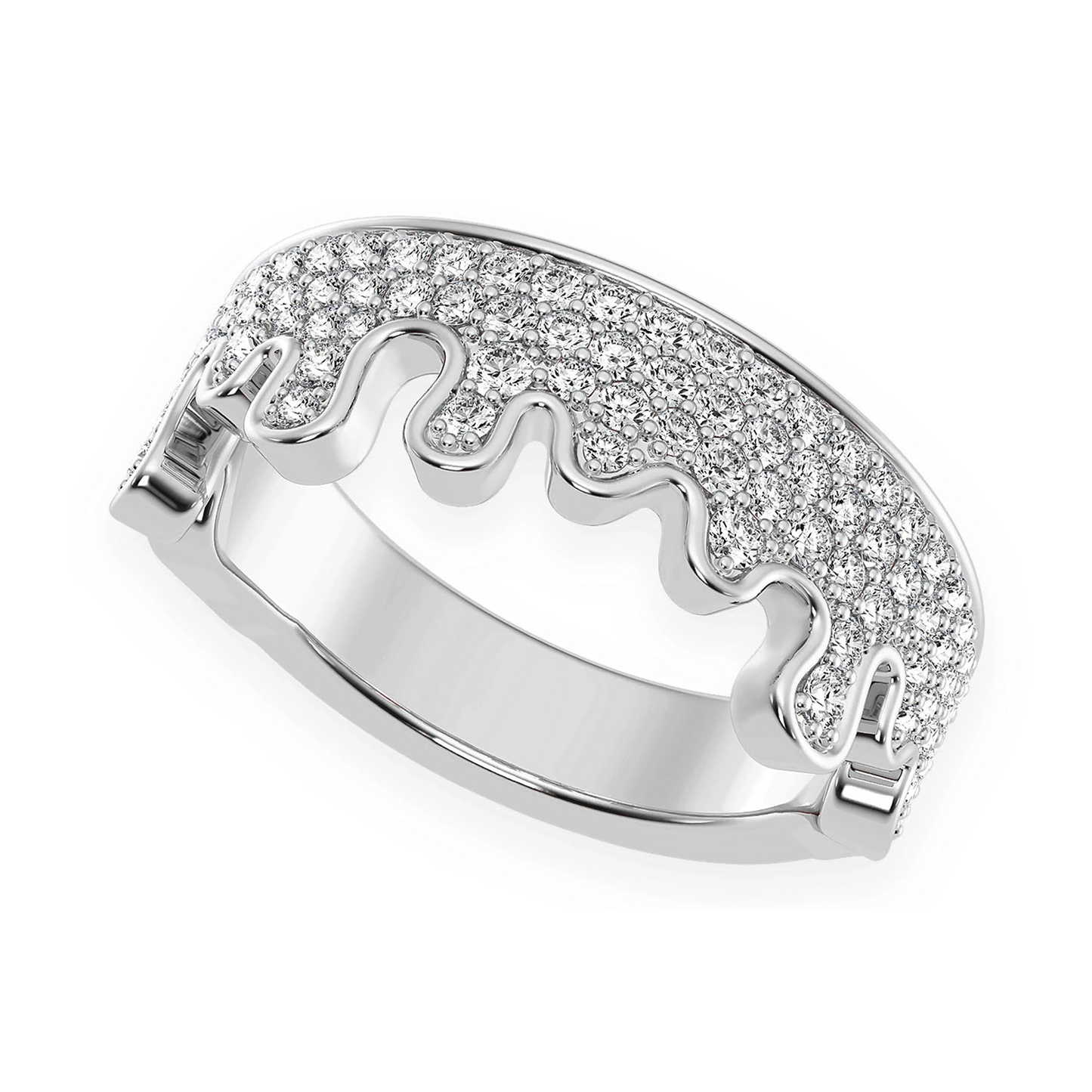 Diamond Drip Ring in 14K white gold, 1.00ctw, detail view