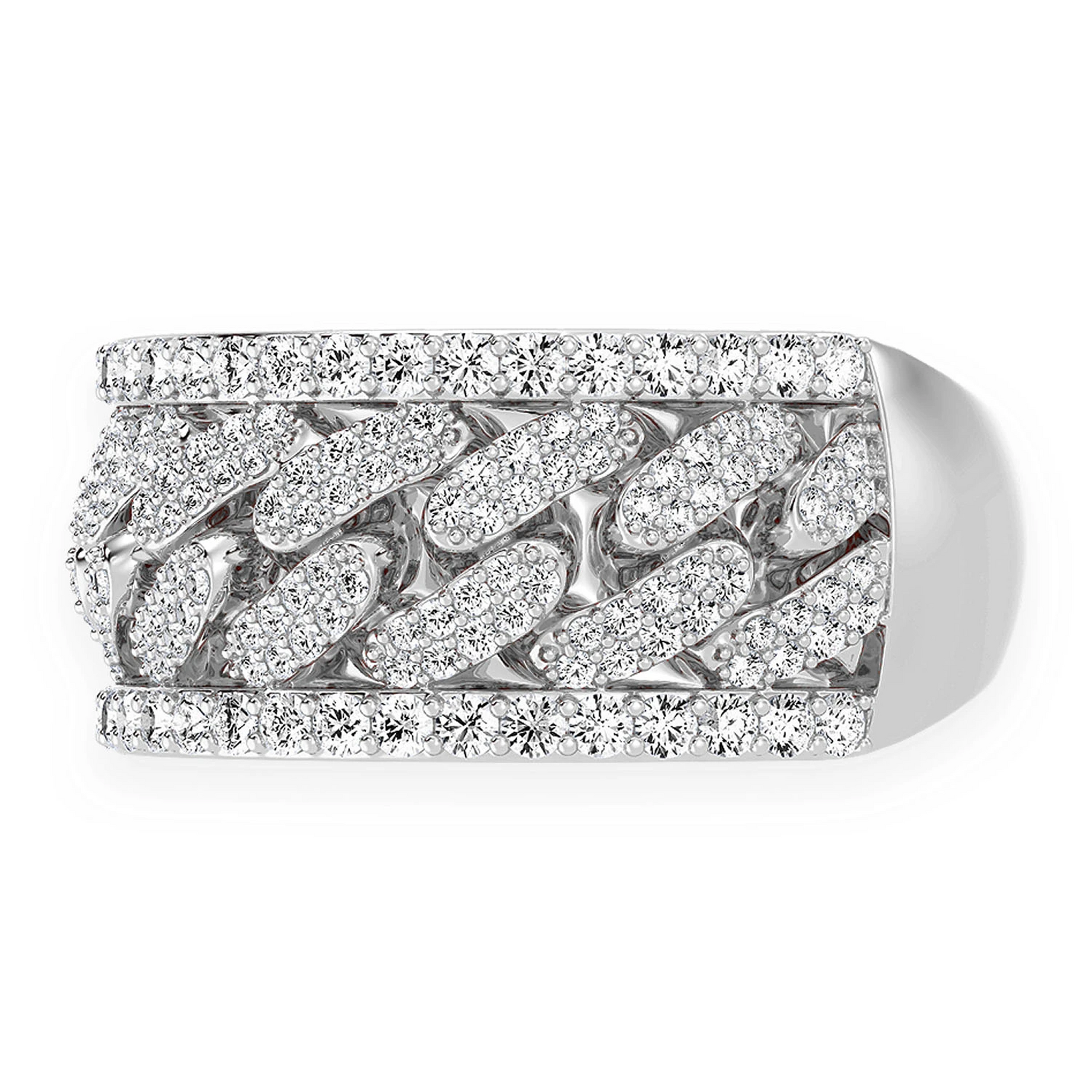 Miami Cuban Link Ring in 14K white gold, detail view