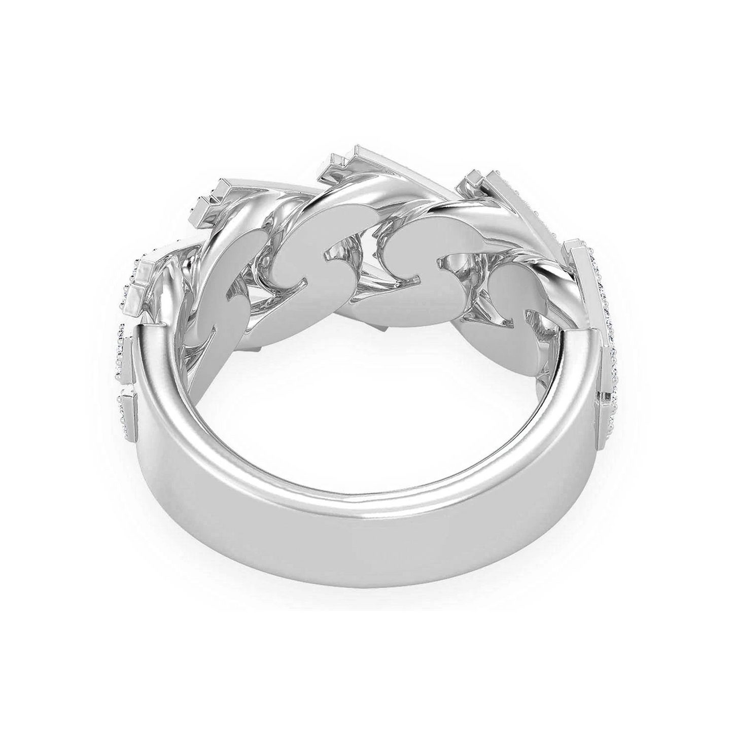 Serrated Cuban Diamond Ring in 14K rose gold, alternate view