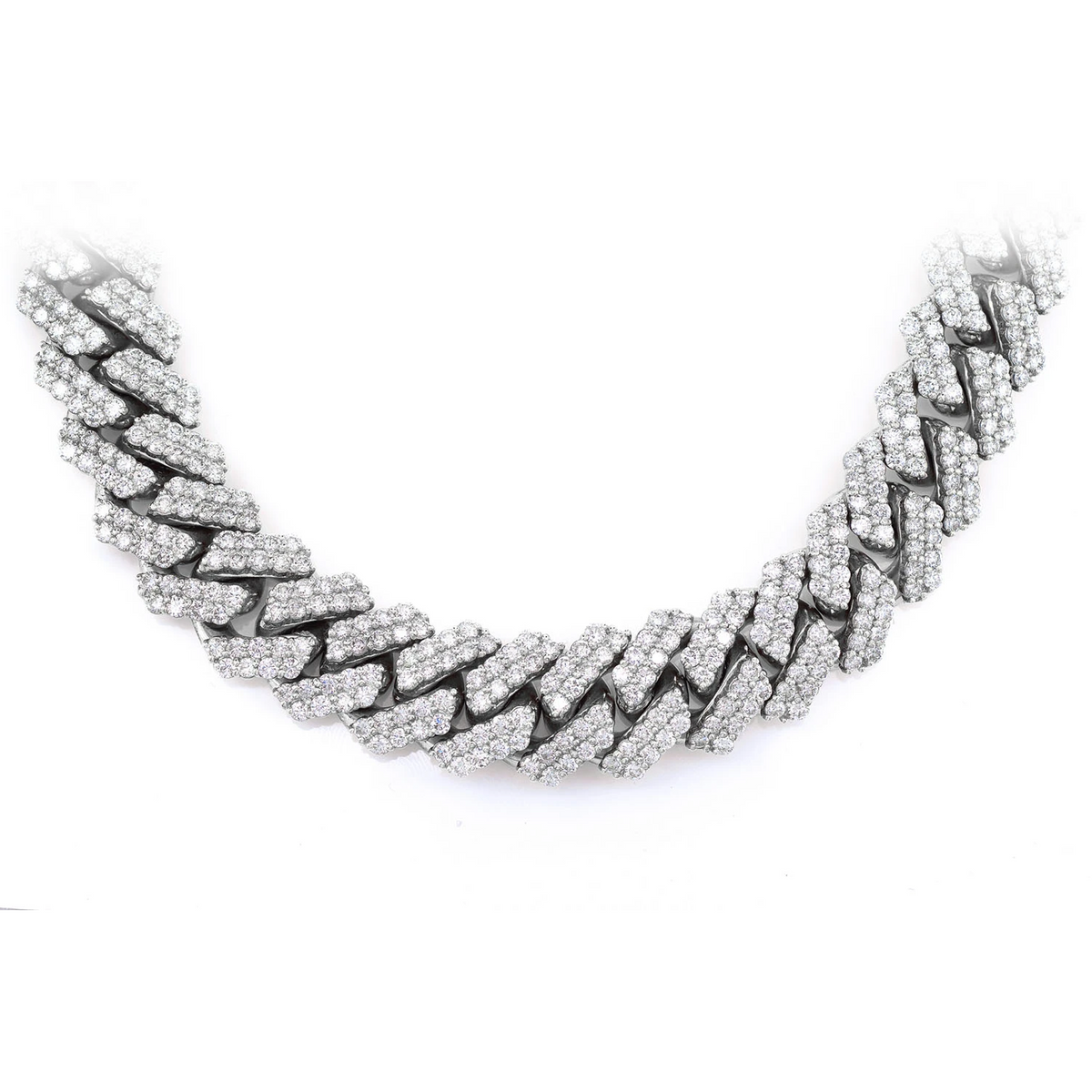 15mm Raised Prong Diamond Cuban Link Necklace