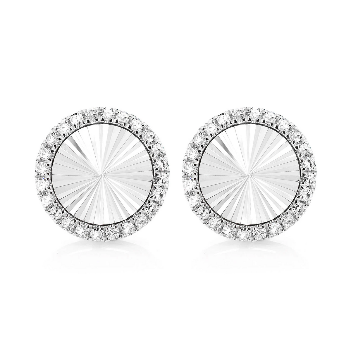 Starburst Disc Diamond Halo Stud Earrings