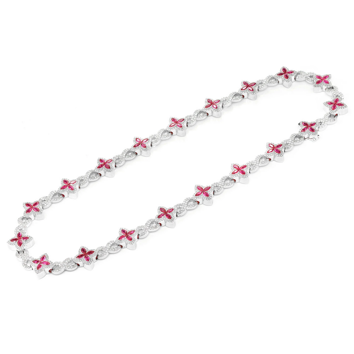 Ruby Diamond Marquise Flower Infinity Link Necklace