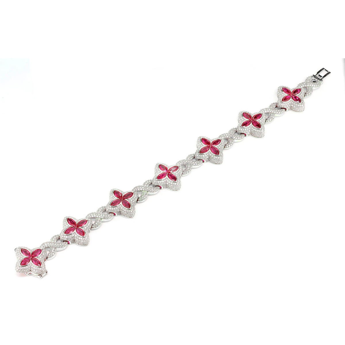 Ruby Diamond Marquise Flower Infinity Link Bracelet