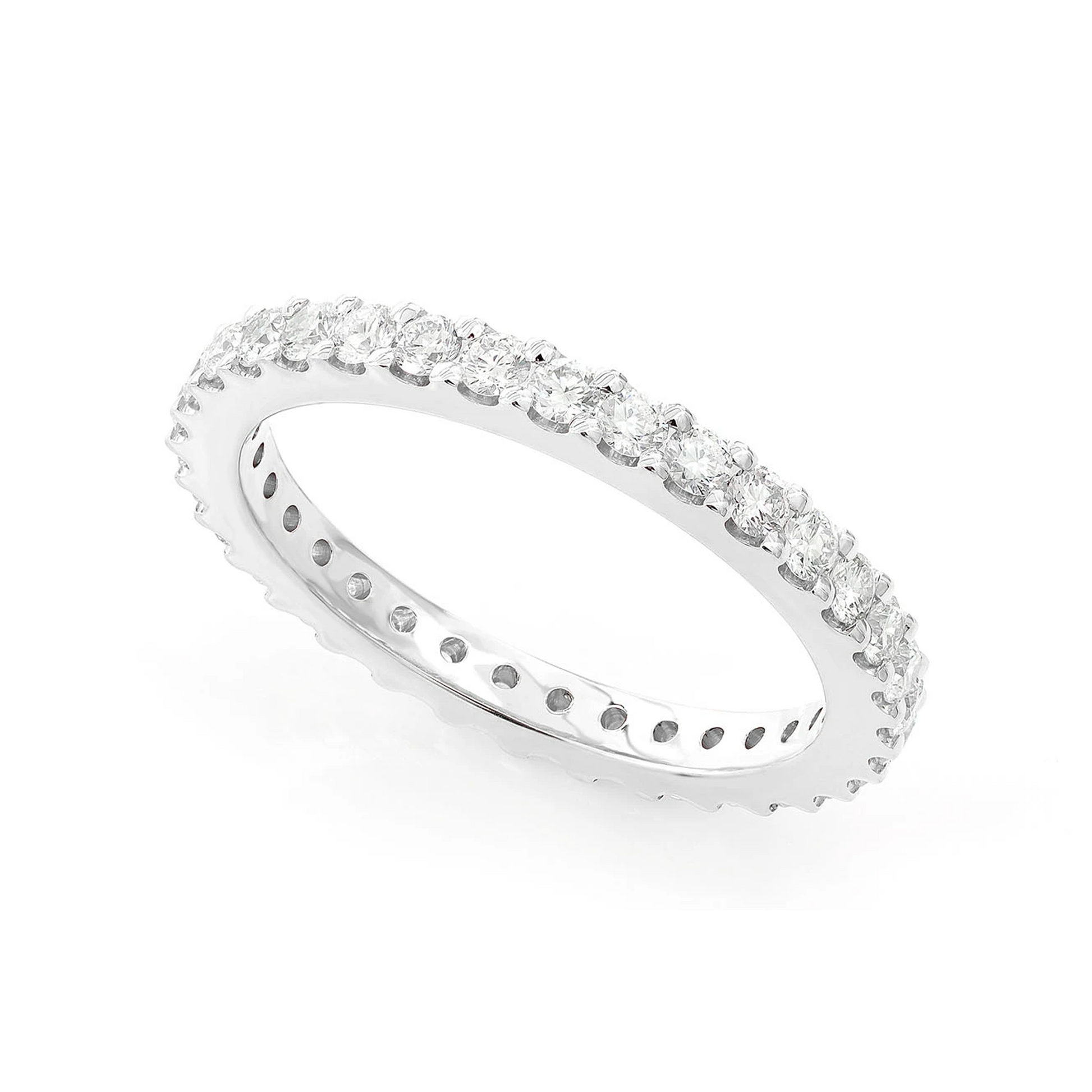 Classic Eternity Diamond Ring in 14K white gold, angled view