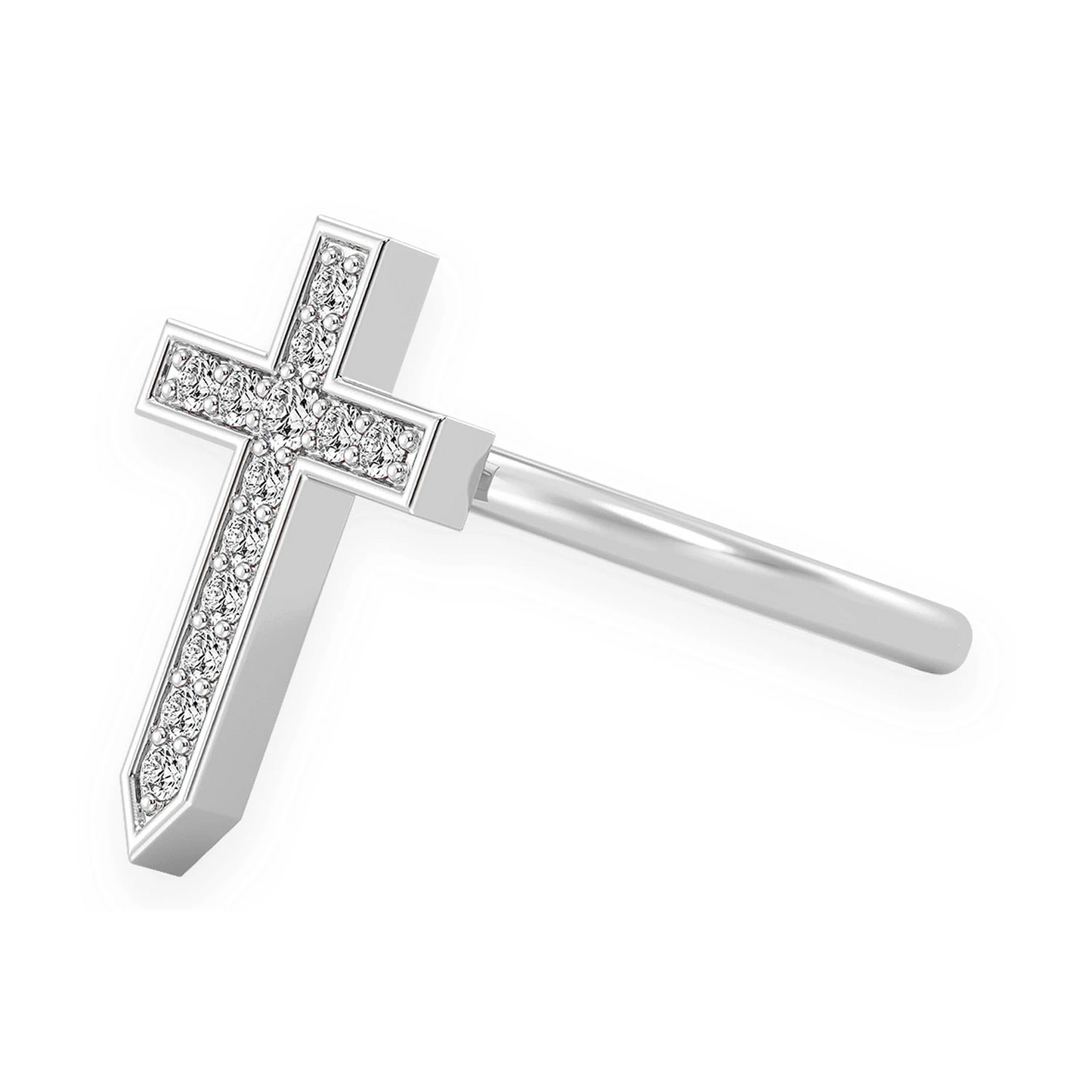 Cross Point Diamond Ring in 14K white gold, detail view