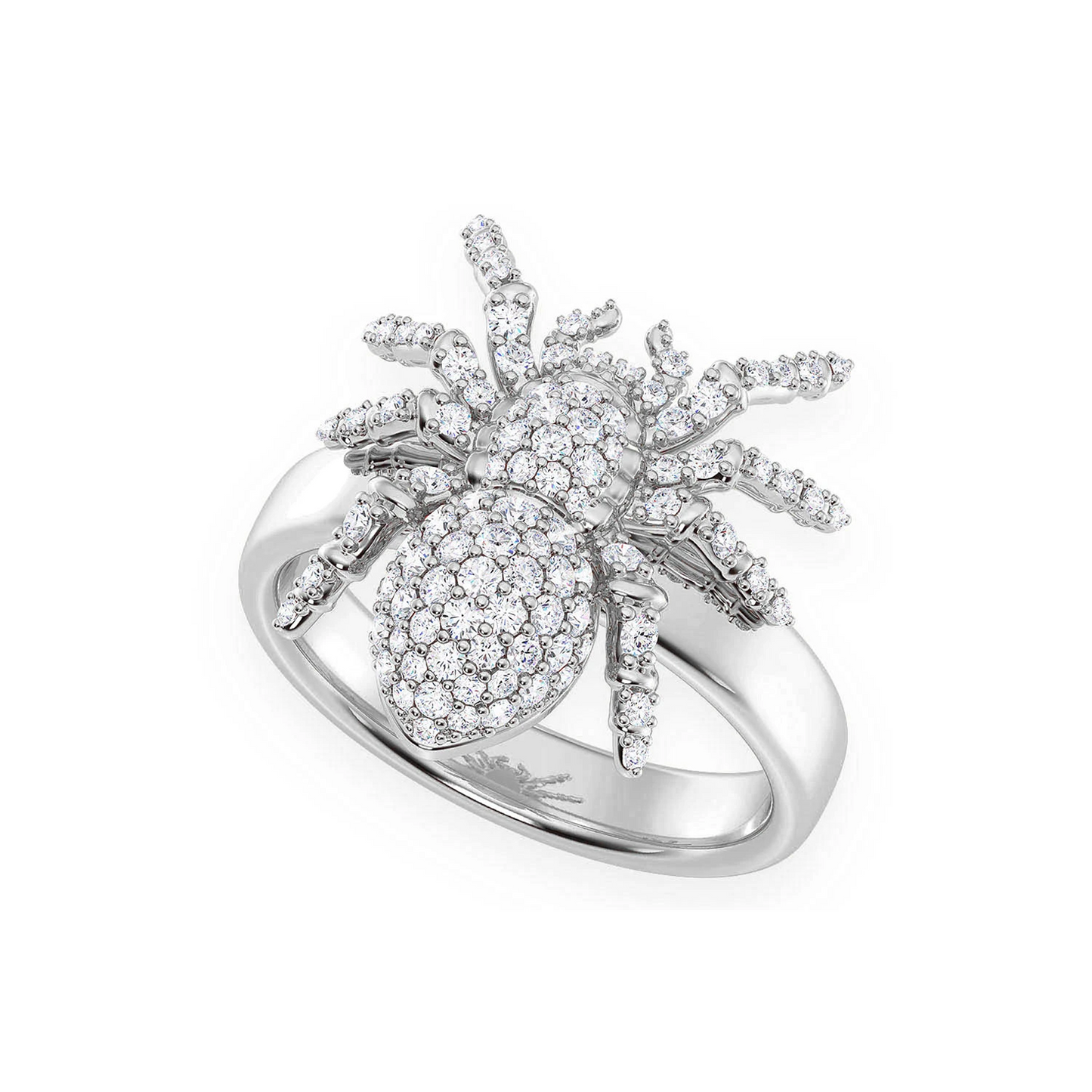 Spider Diamond Ring in 14K white gold, angled view