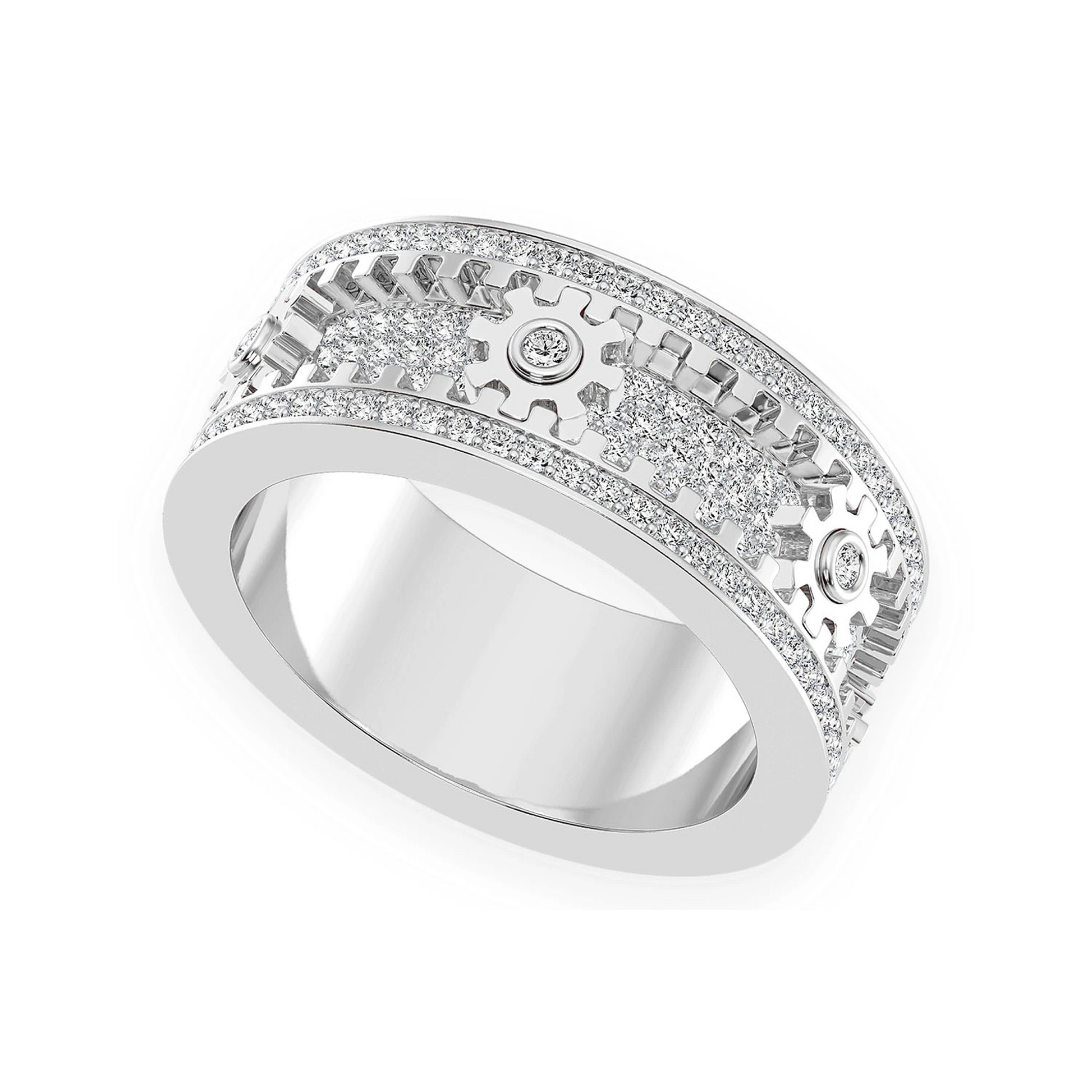 Fidget Gear Diamond Ring in 14K white gold, detail view