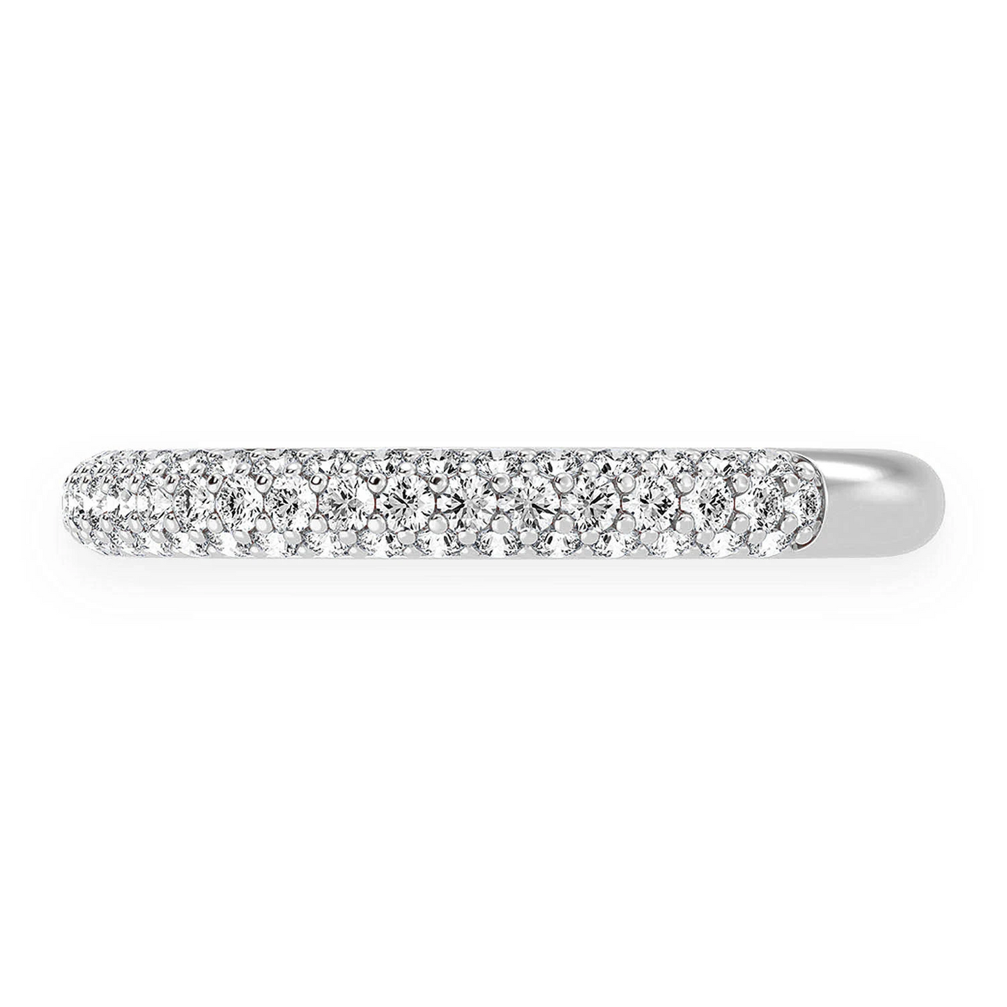 Thin Three Row Pavé Diamond Ring in 14K white gold, detail view