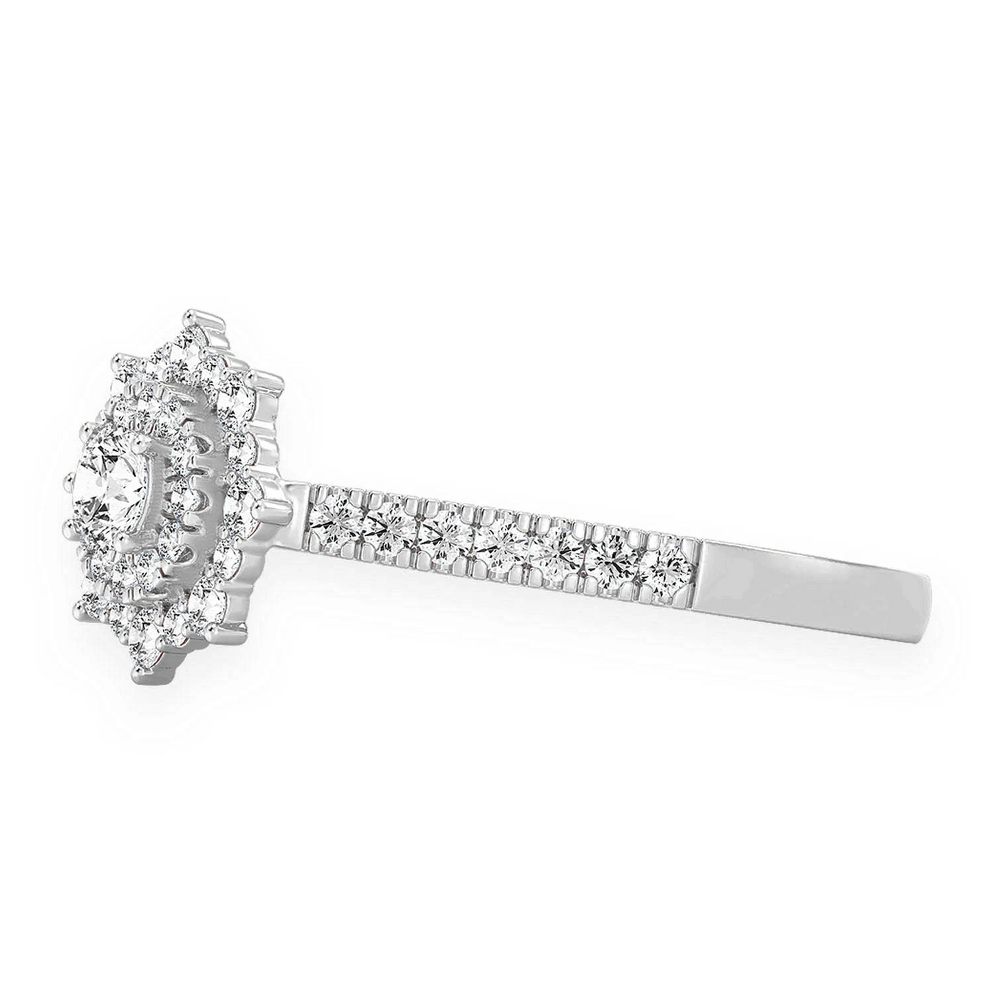 Single Band Diamond Engagement Ring in 14K white gold, detail view