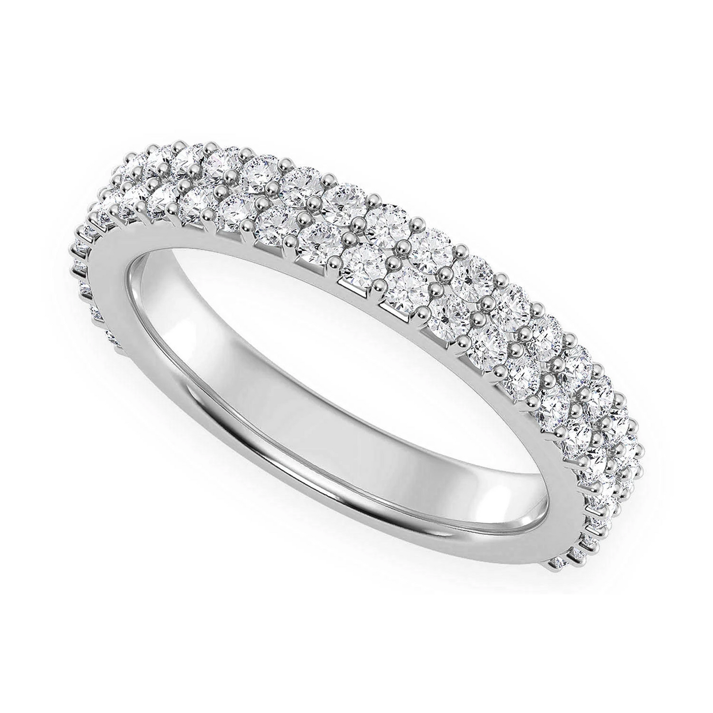 Two Row Band Ring in 14K white gold, angled view