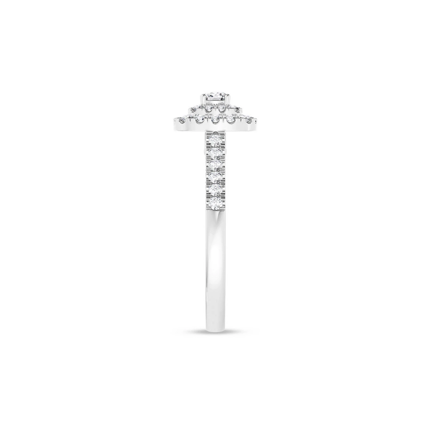 Three Layer Square Halo Engagement Ring in 14K white gold, alternate view