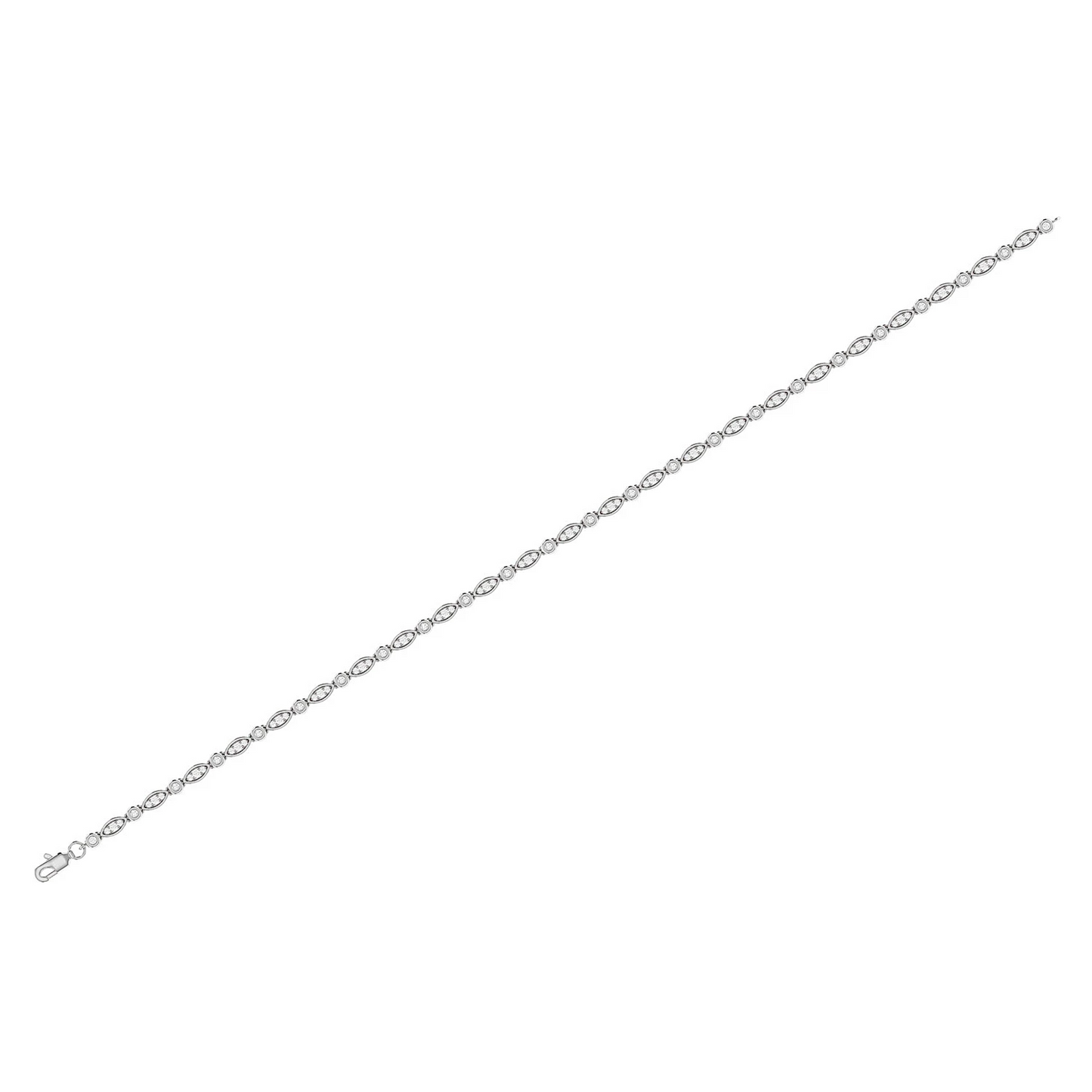 Geometric Bezel Diamond Bracelet in 14K white gold, alternate view