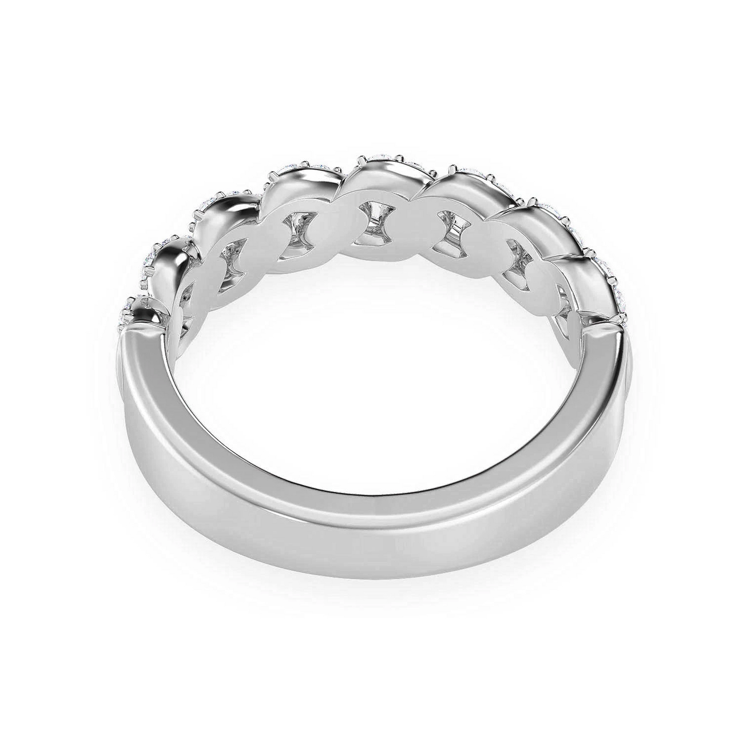 Iced Out Cuban Ring in 14K white gold, 7.5mm | 0.55ctw, alternate view