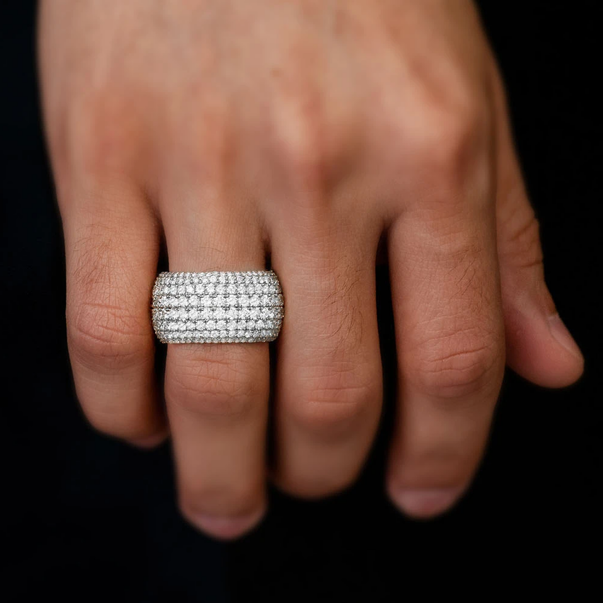 Eight Row Wide Shape Band Ring in 14K white gold, alternate view