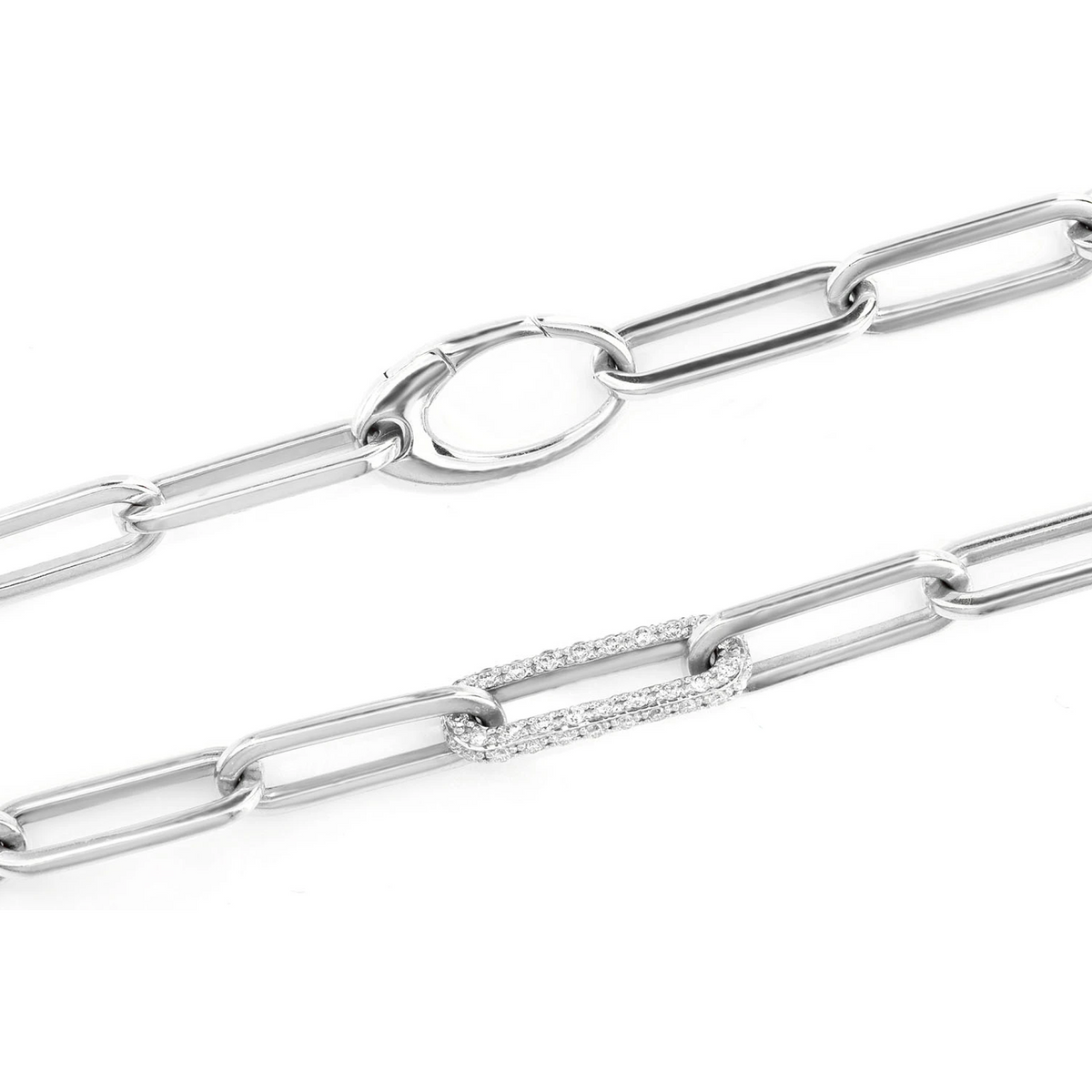Alternating Elongated Diamond Rolo Link 17.5in Necklace