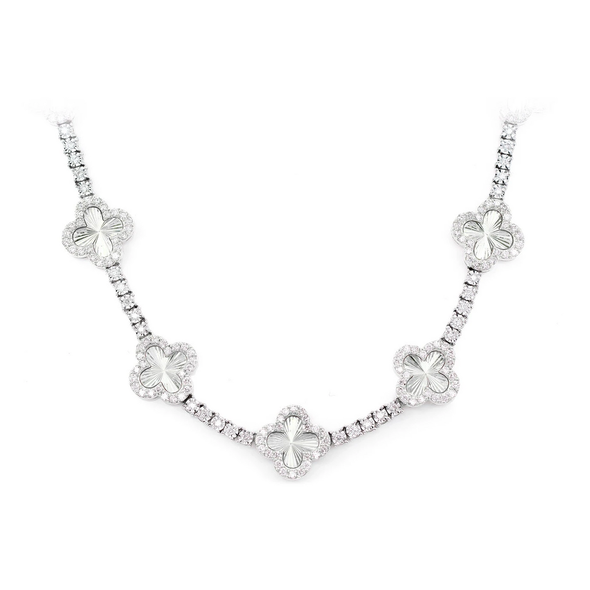 Miracle Clover Link Diamond Tennis Necklace