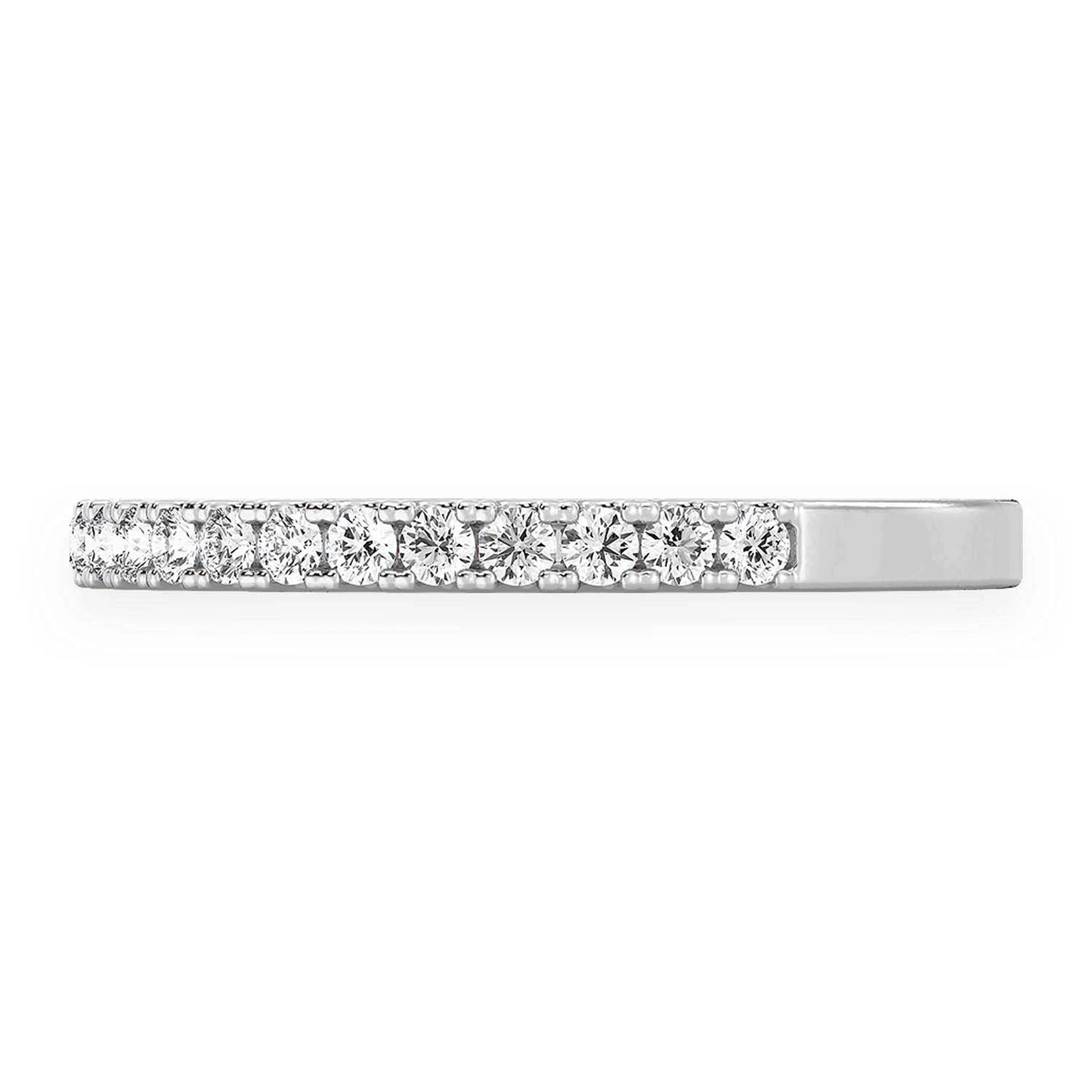 Slim Single Row Band Ring in 14K white gold, side view
