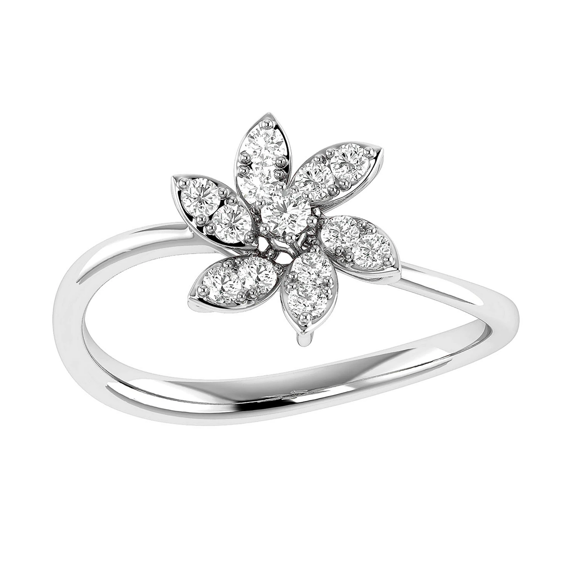 Blossom Diamond Ring in 14K white gold, detail view
