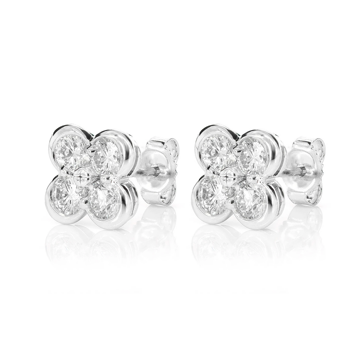 Diamond Clover Stud Earrings