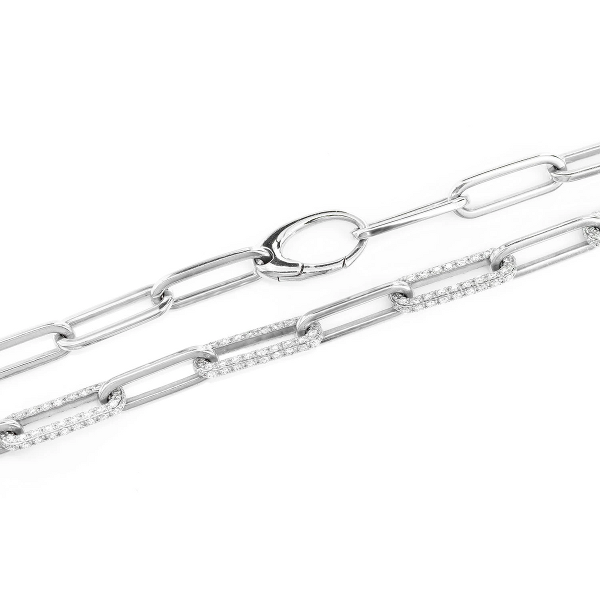 Alternating Elongated Diamond Rolo Link Necklace