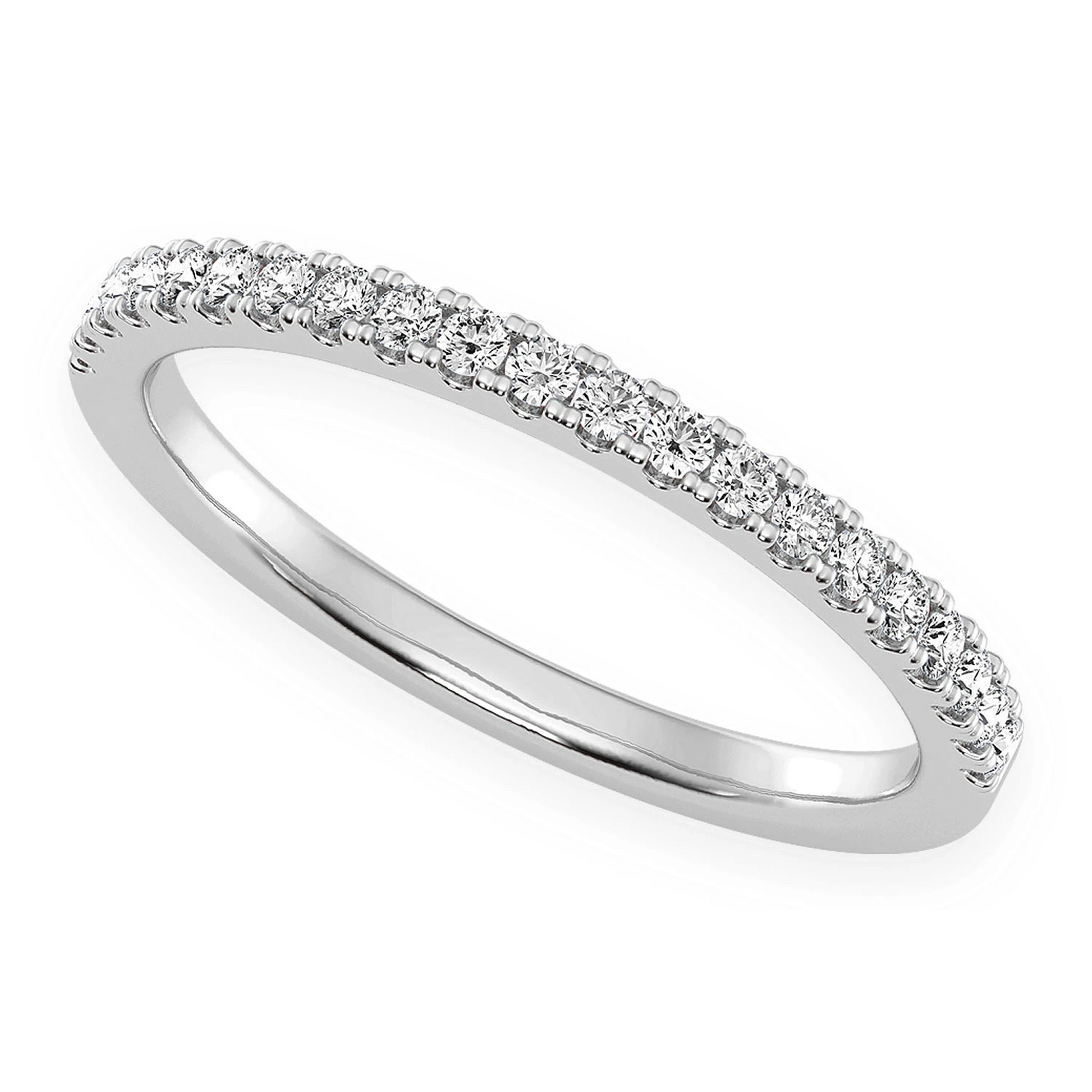 Bold Single Row Band Ring in 14K white gold, angled view
