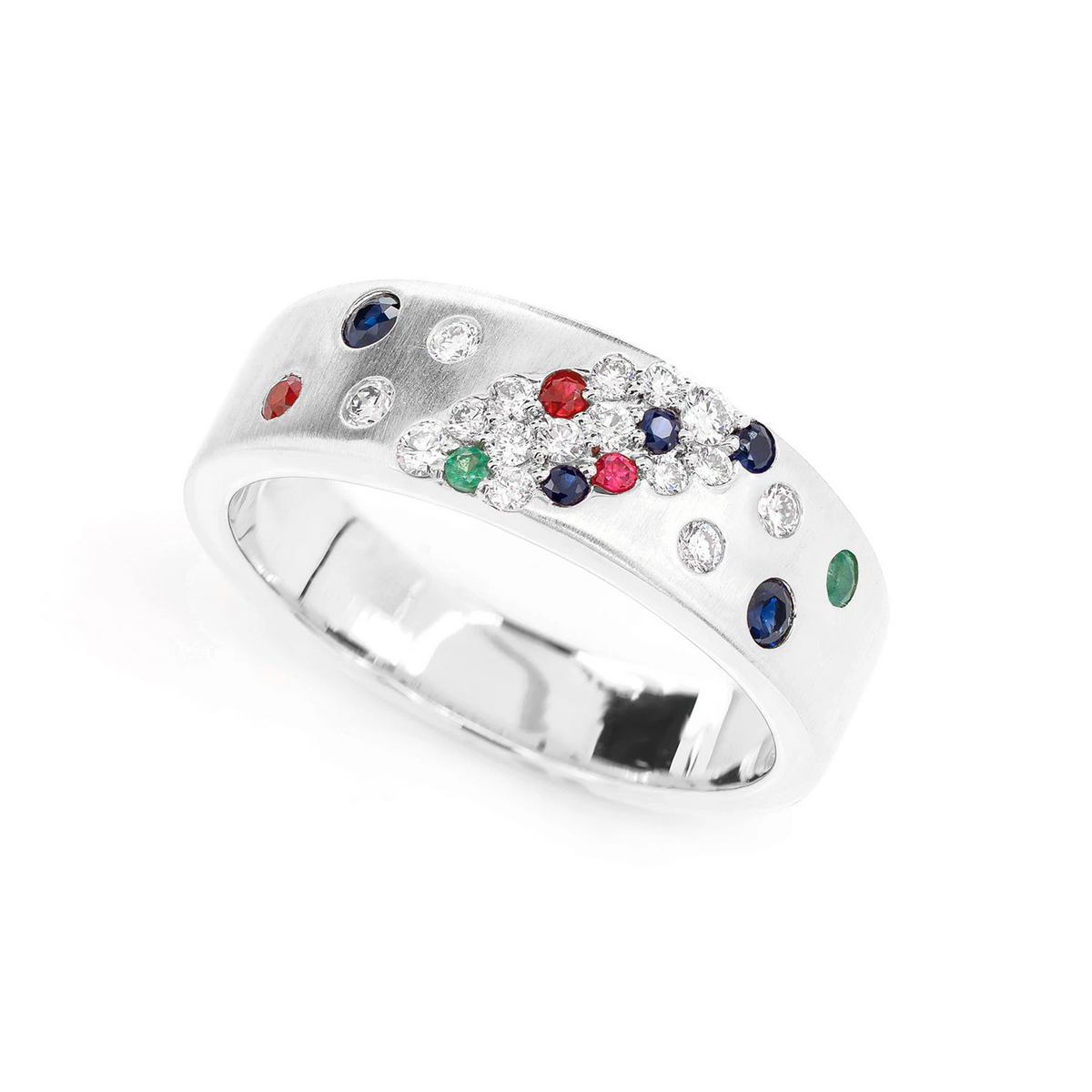 Scattered Cluster Multi Gem and Diamond Band Ring