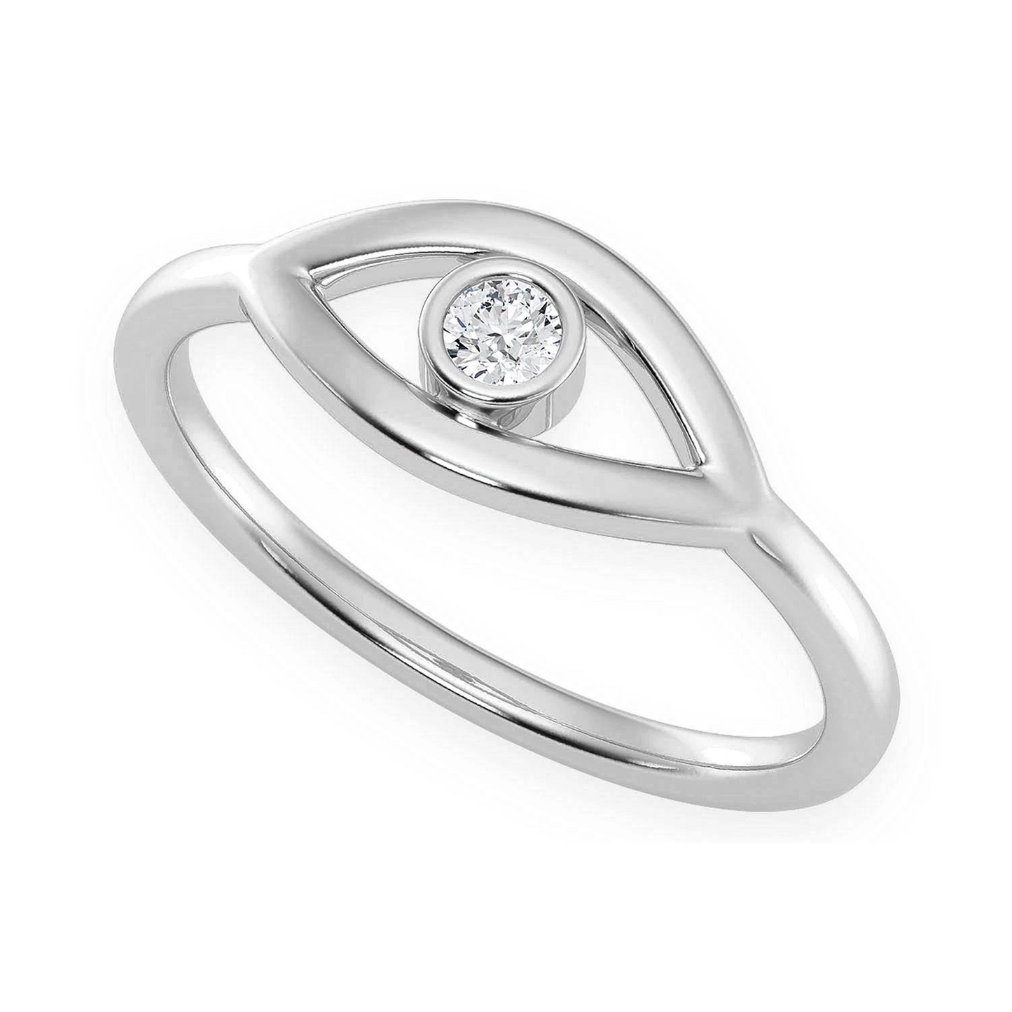 Solitaire Evil Eye Ring in 14K rose gold, detail view