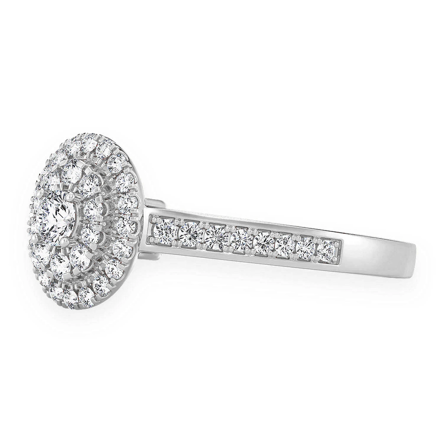 Oval Diamond Engagement Ring in 14K white gold, detail view