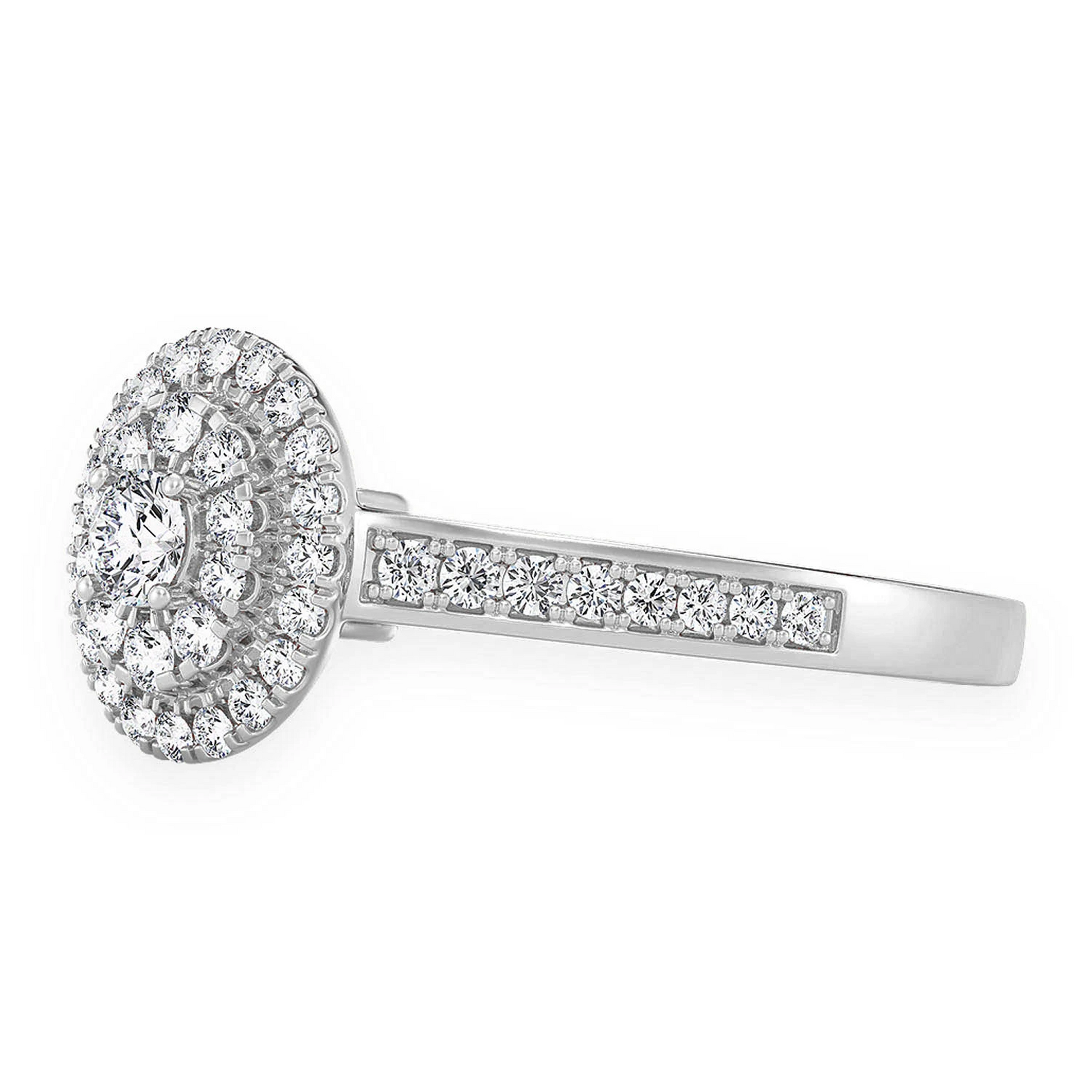 Oval Diamond Engagement Ring in 14K white gold, detail view
