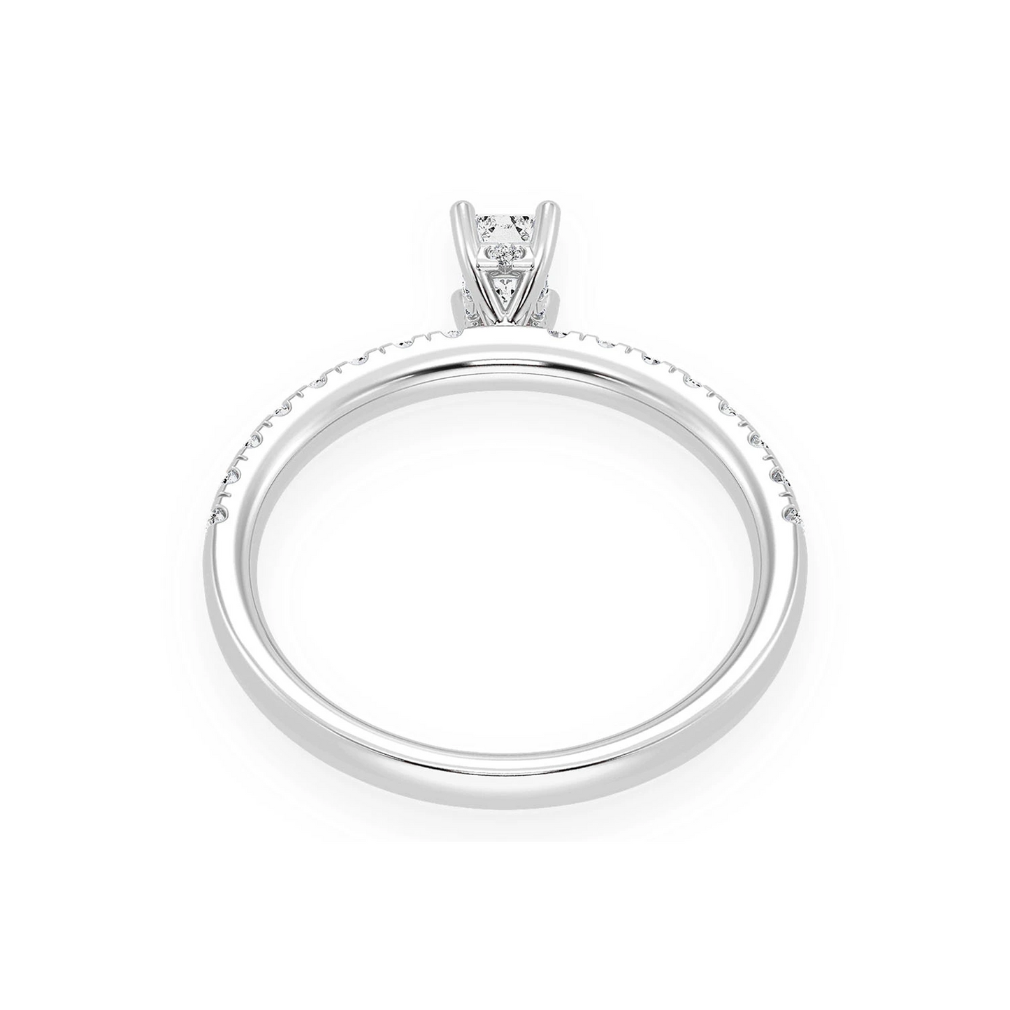 0.25ct Emerald Cut Diamond Engagement Ring in 14K white gold, alternate view