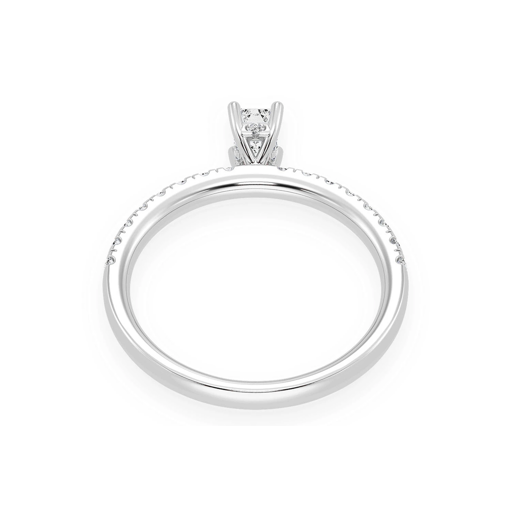 0.25ct Emerald Cut Diamond Engagement Ring in 14K white gold, alternate view
