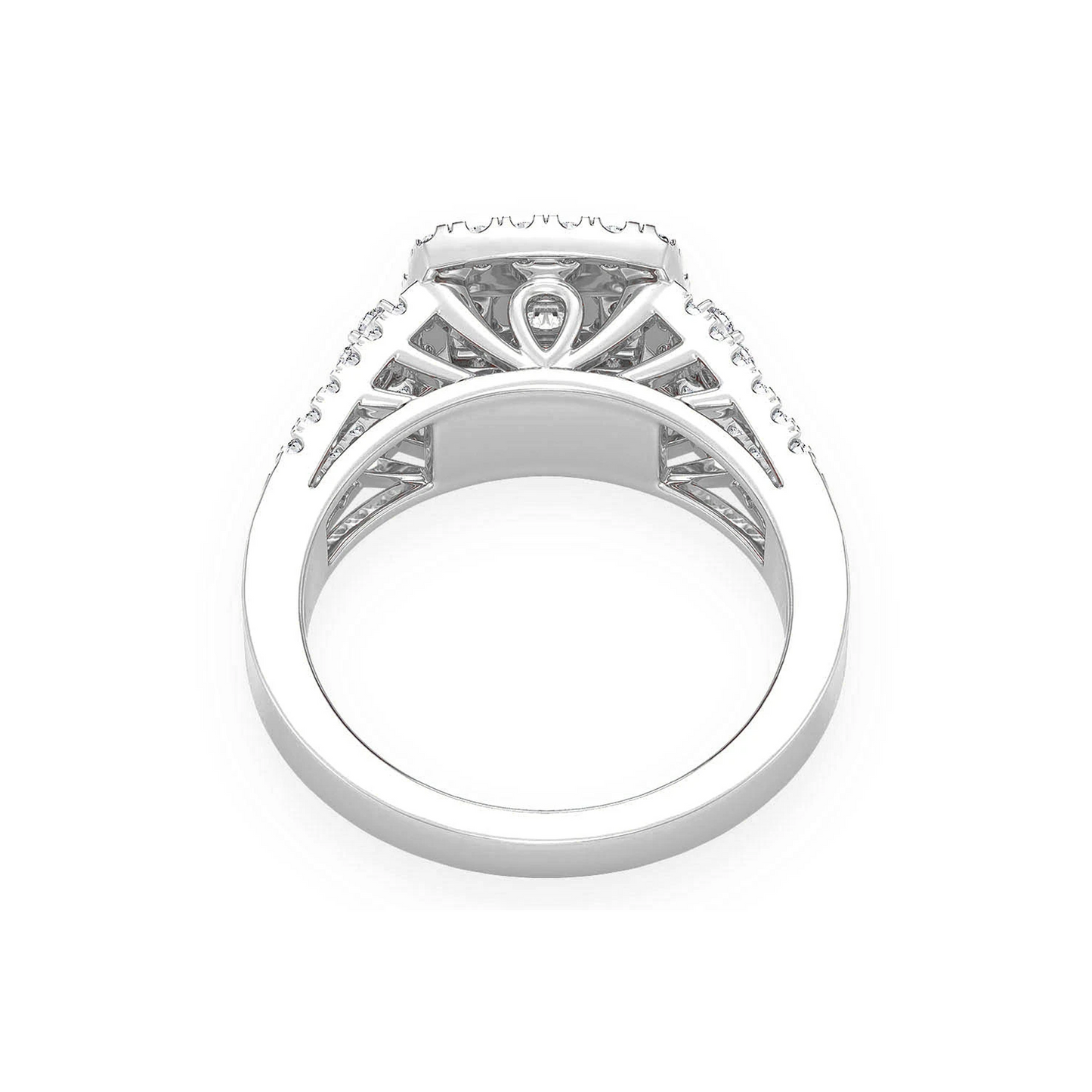 Princess Cut Double Halo Ring in 14K white gold, alternate view