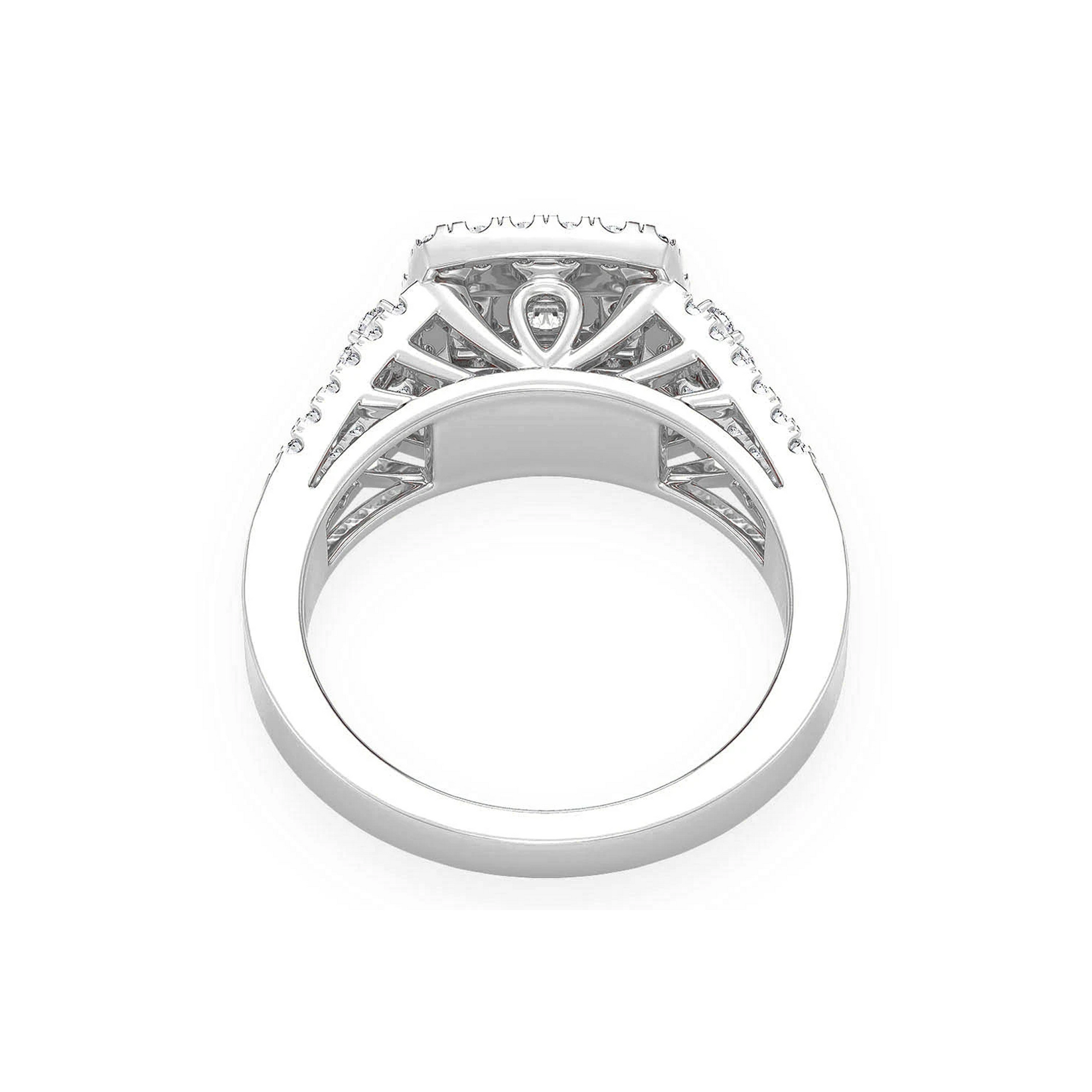 Princess Cut Double Halo Ring in 14K white gold, alternate view