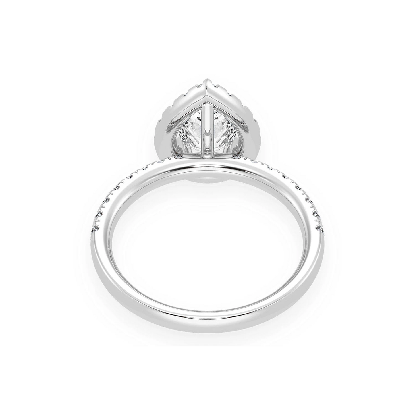Pear Scallop Halo One Row Diamond Ring in 14K white gold, alternate view