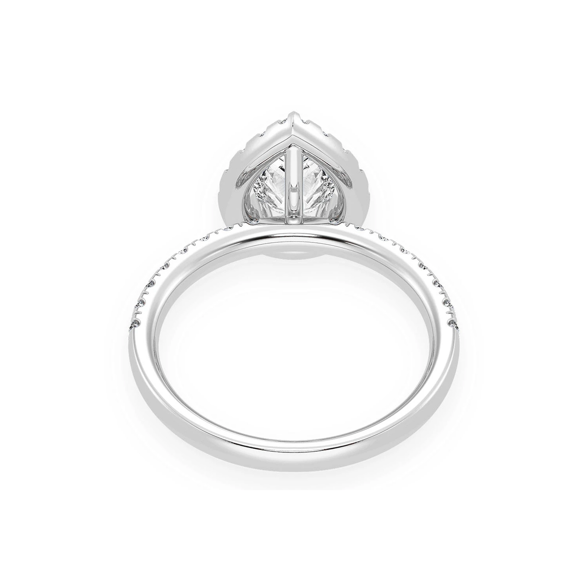 Pear Scallop Halo One Row Diamond Ring in 14K white gold, alternate view