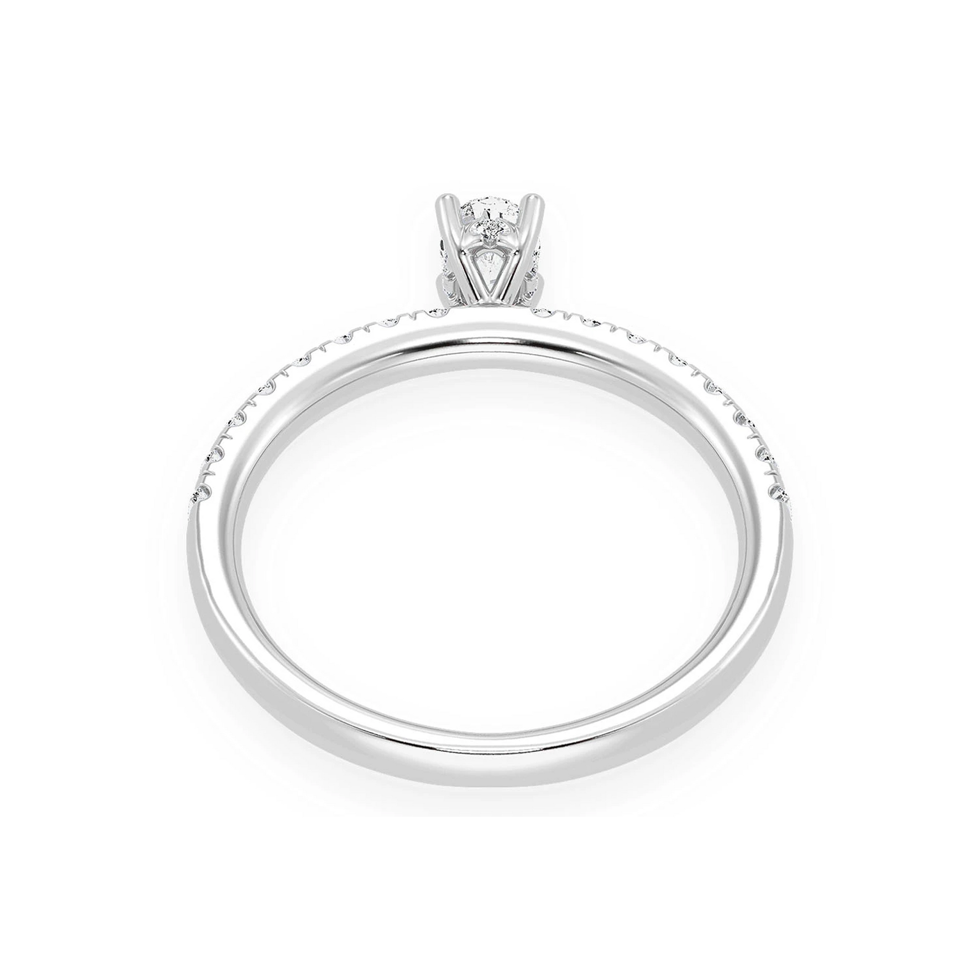 One Row Under Halo Diamond Ring in 14K white gold, alternate view