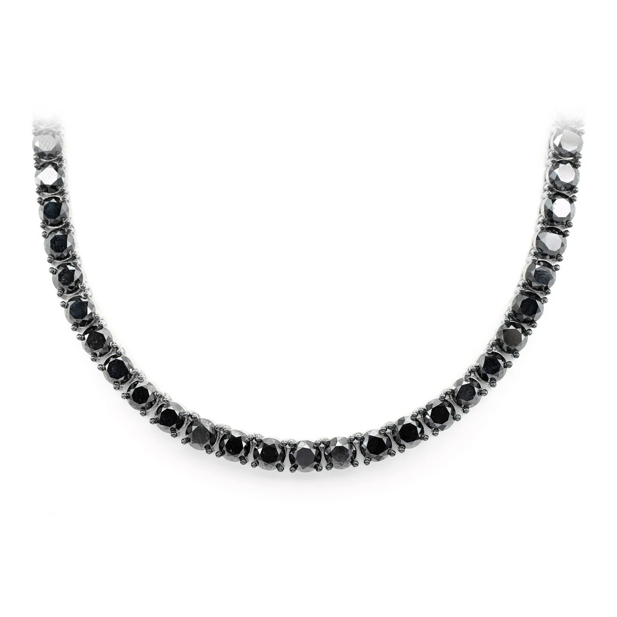 Black Diamond Prong Set Tennis Necklace