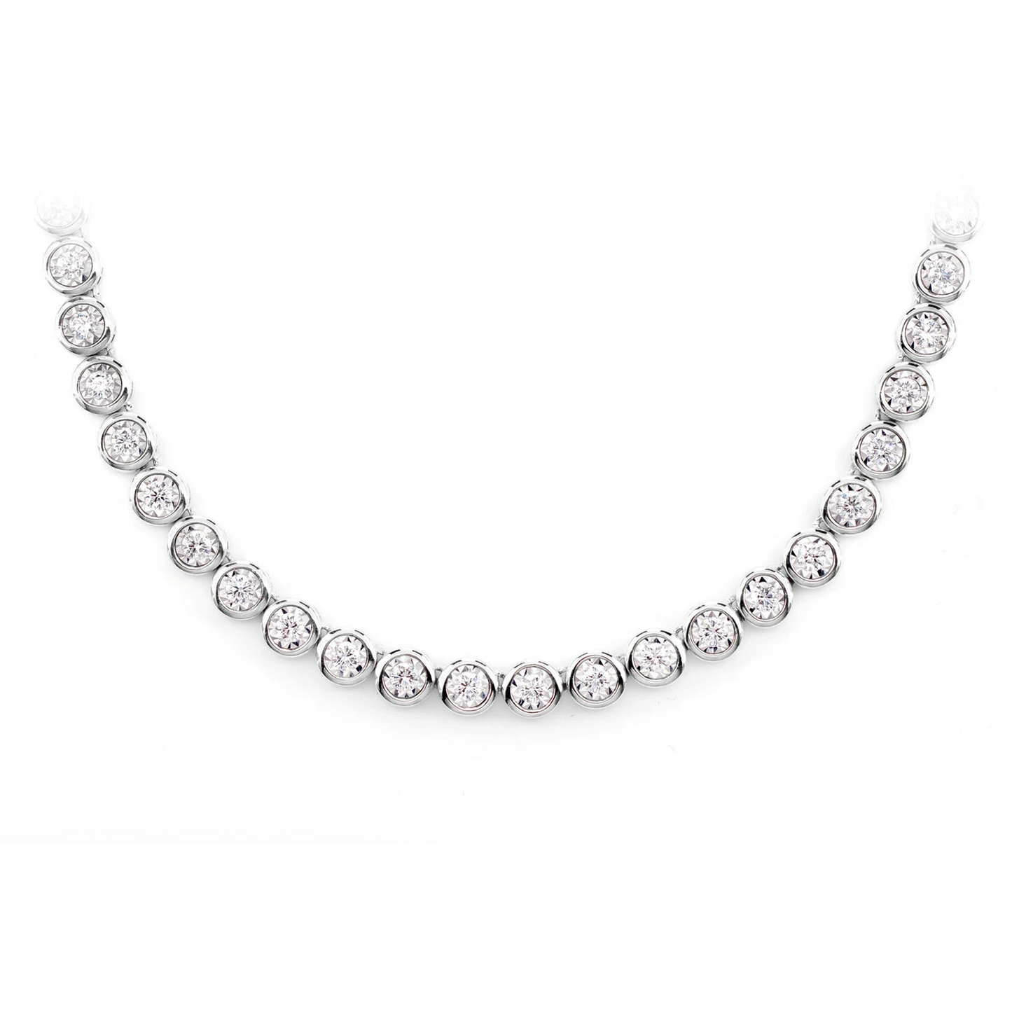 Bezel Miracle Set Diamond Tennis Necklace
