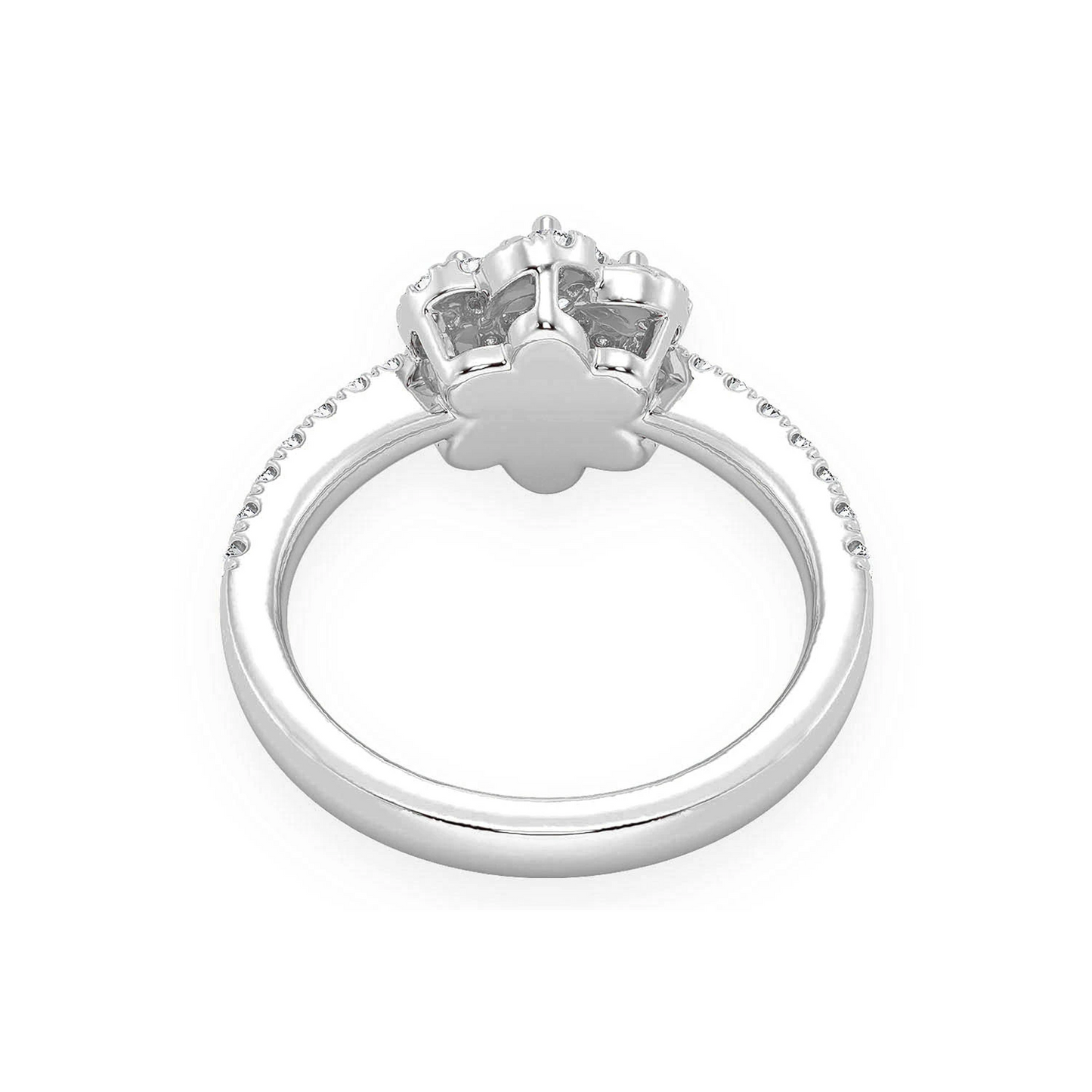 Three Layer Floral Single Band Engagement Ring in 14K white gold, alternate view