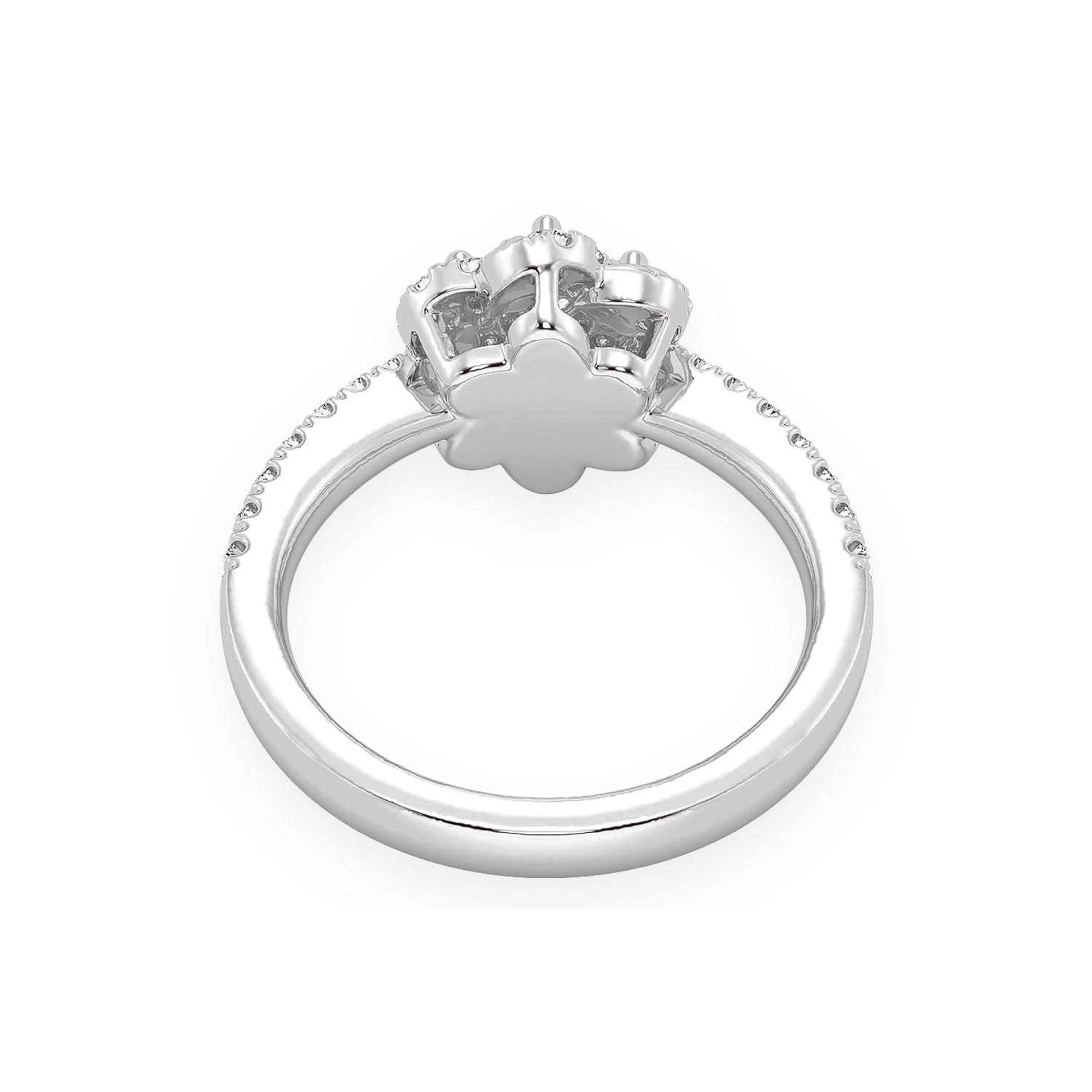 Three Layer Floral Single Band Engagement Ring in 14K white gold, alternate view