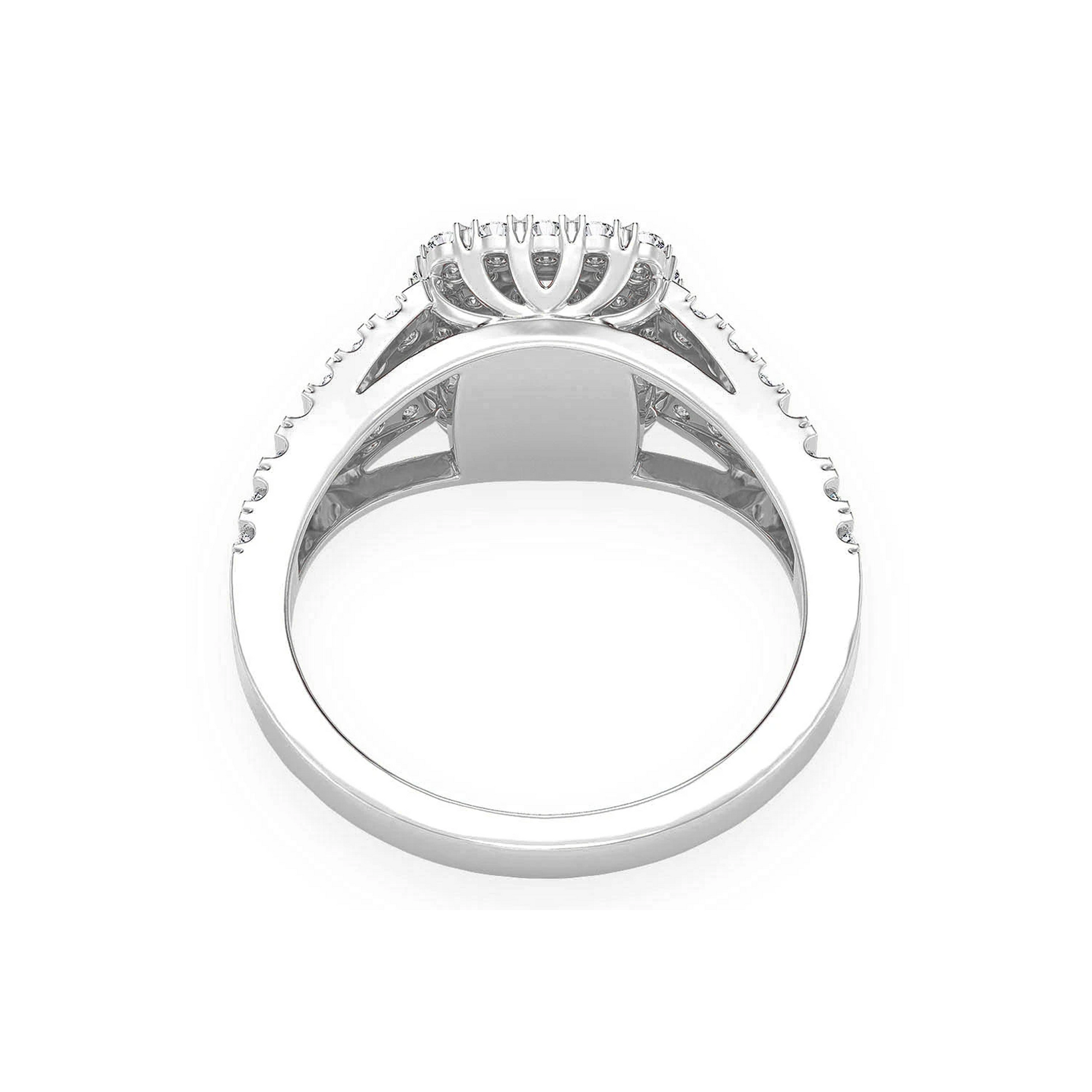 Cushion Double Halo Split Shank Ring in 14K white gold, alternate view