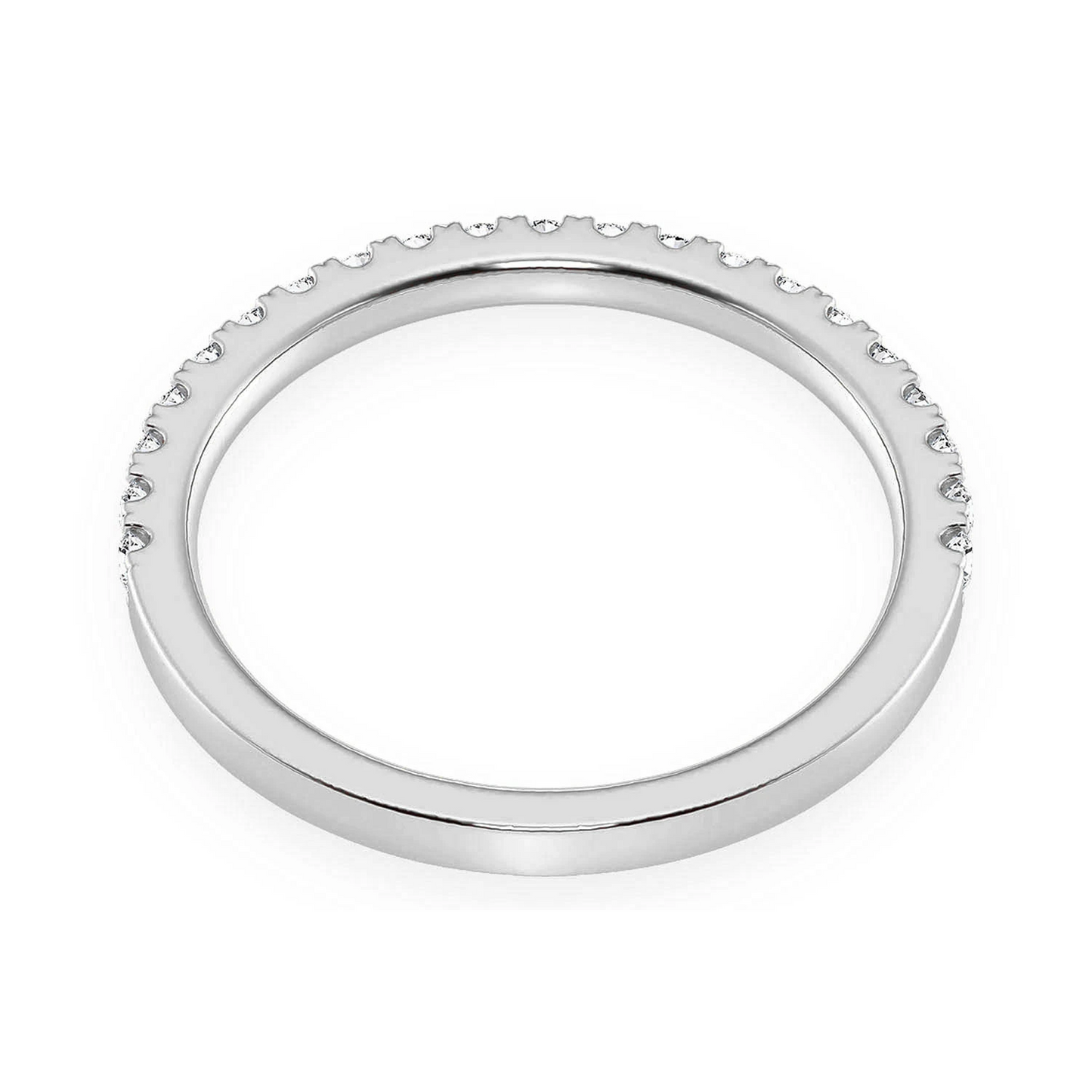 Slim Single Row Band Ring in 14K white gold, detail view
