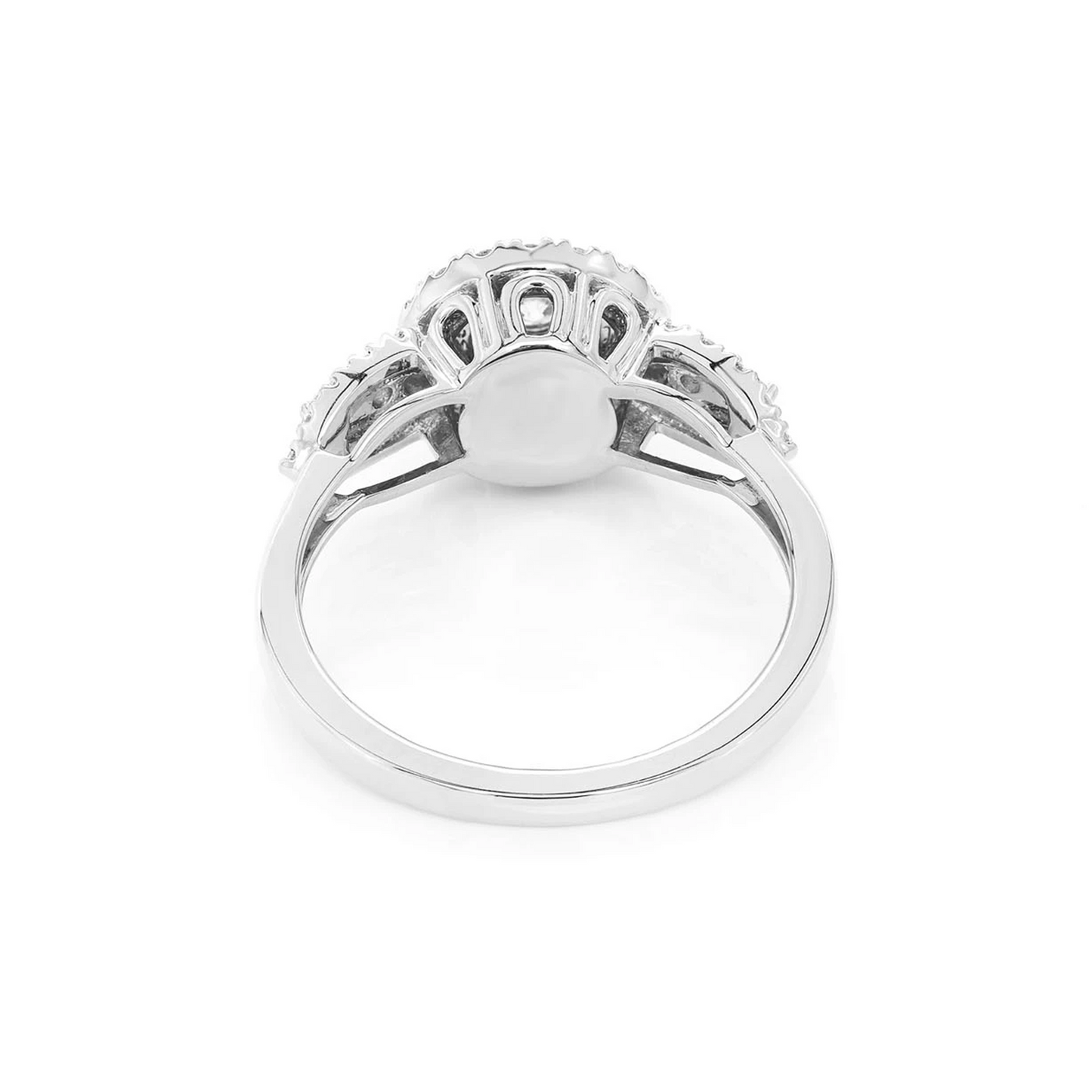 Two Tier Round Cluster Diamond Ring in 14K white gold, alternate view