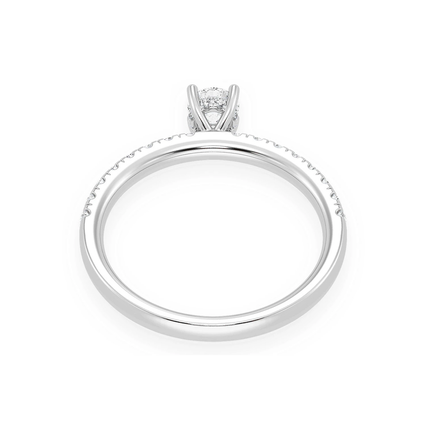 Classic One Row Under Halo Diamond Ring in 14K white gold, alternate view