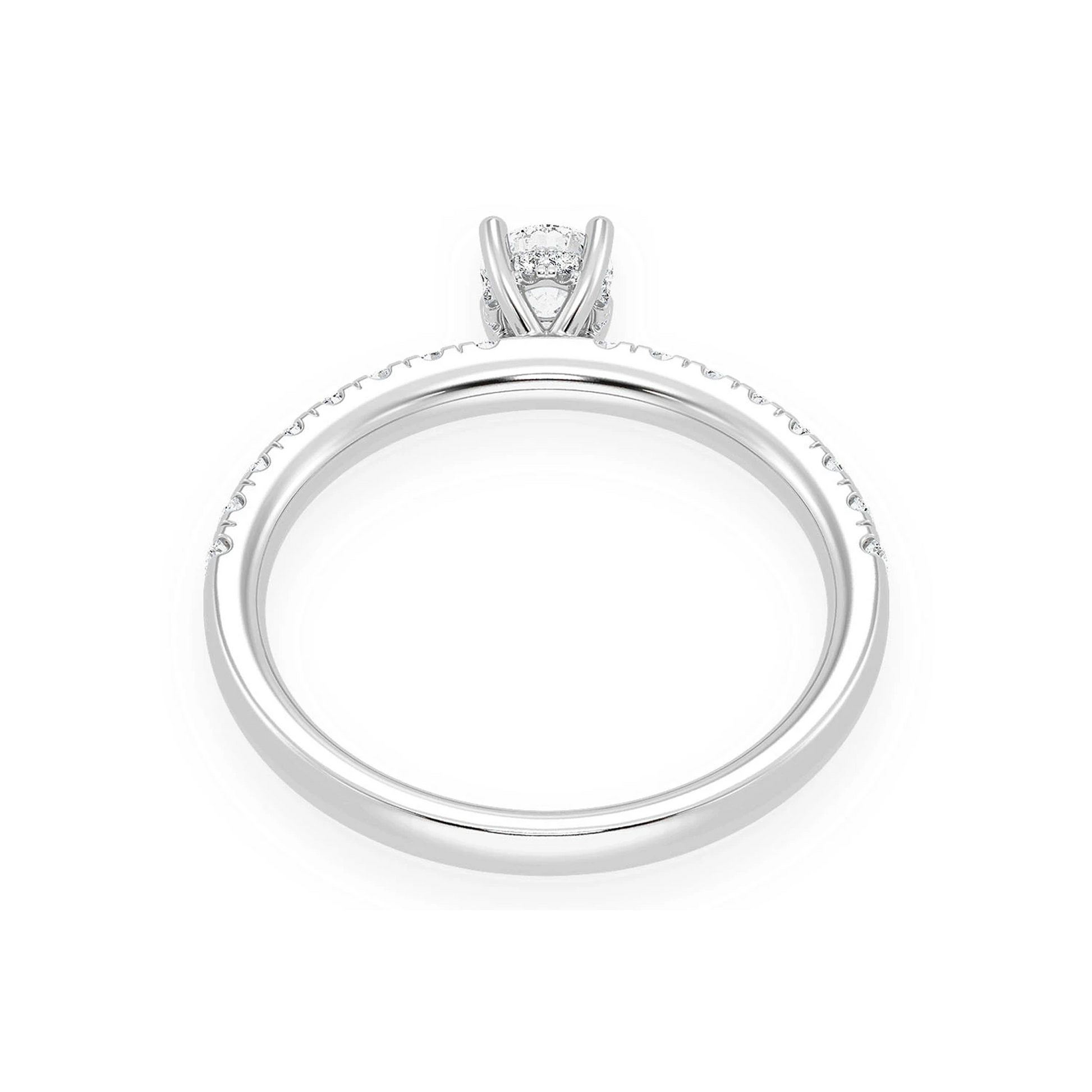 Classic One Row Under Halo Diamond Ring in 14K white gold, alternate view