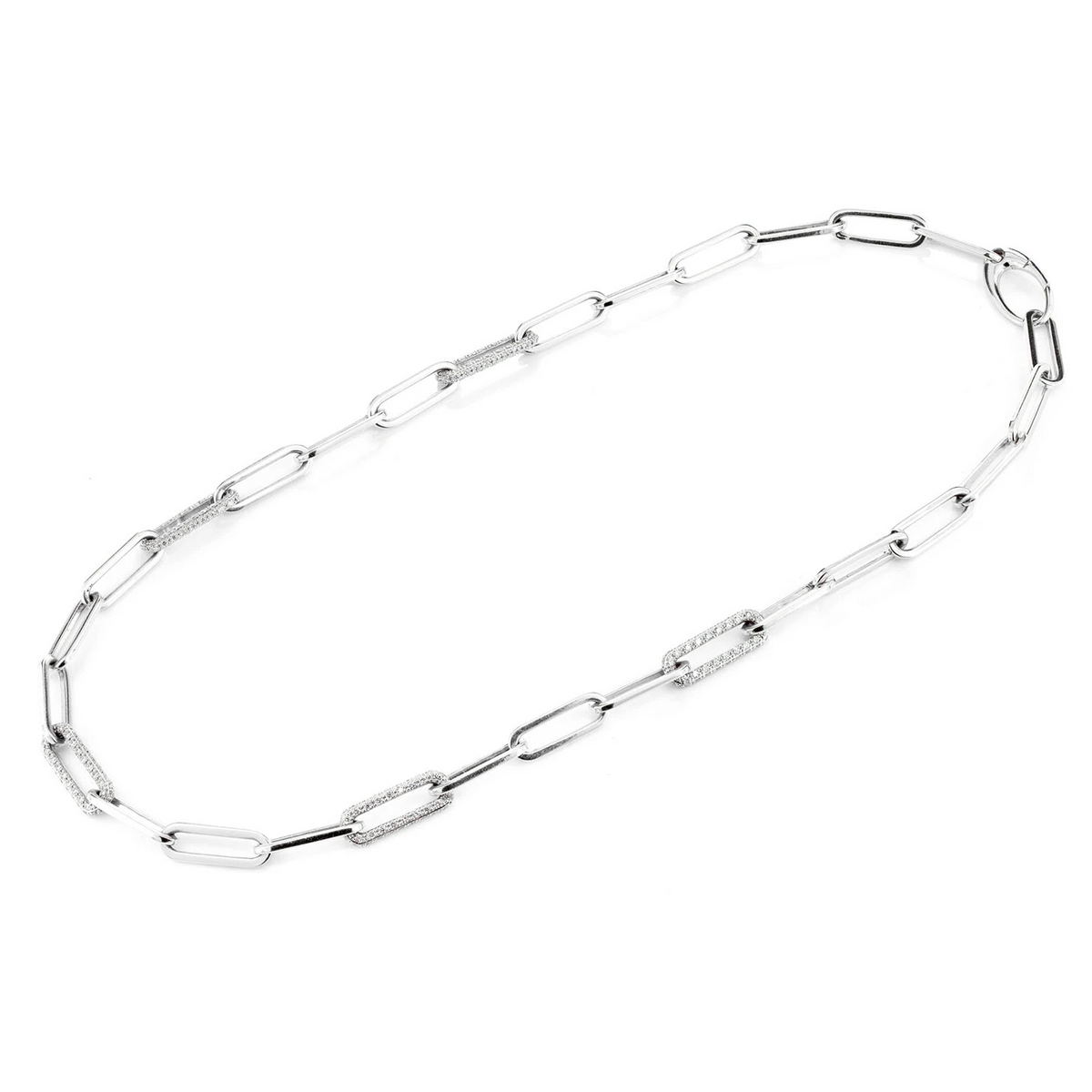 Alternating Elongated Diamond Rolo Link 17.5in Necklace