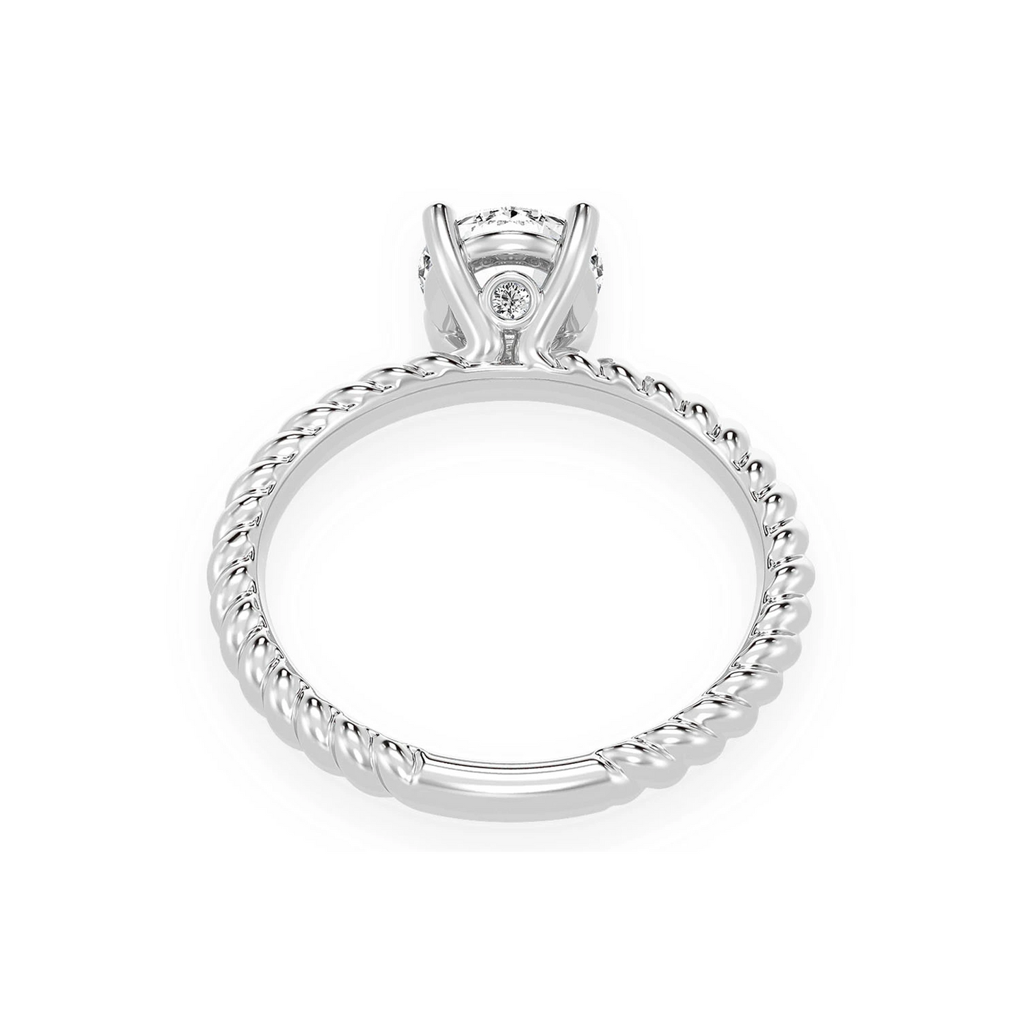 Twist Band Solitaire Diamond Ring in 14K white gold, alternate view