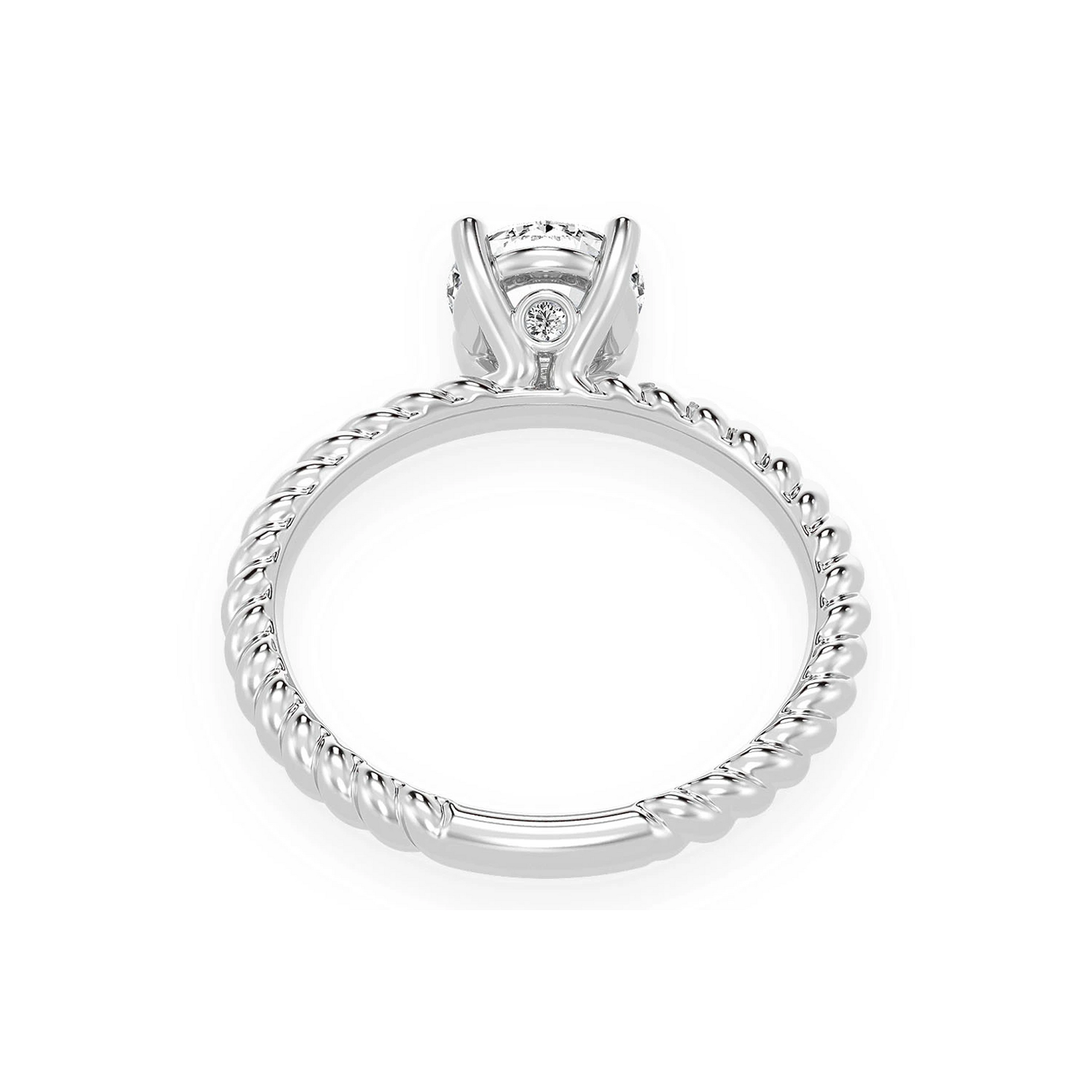 Twist Band Solitaire Diamond Ring in 14K white gold, alternate view